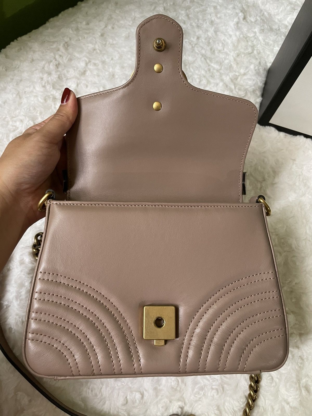 Gucci Gucci GG Marmont Dusty Pink Mini Top Handle Bag Size ONE SIZE - 11 Thumbnail
