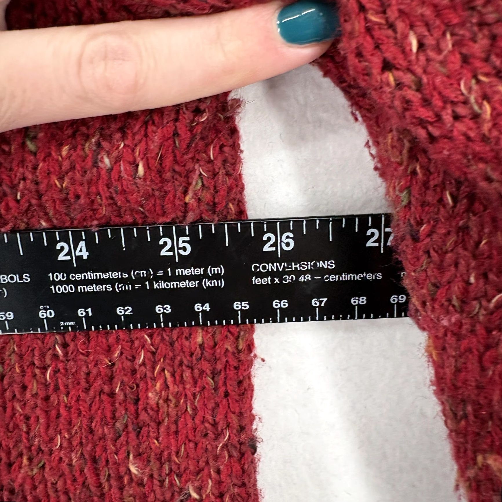 Vintage C.J. Banks Cardigan Sweater Womens 2X Red Chunky Knit Hand Embroidered Snowman Size XXL / US 16-18 / IT 52-54 - 7 Thumbnail