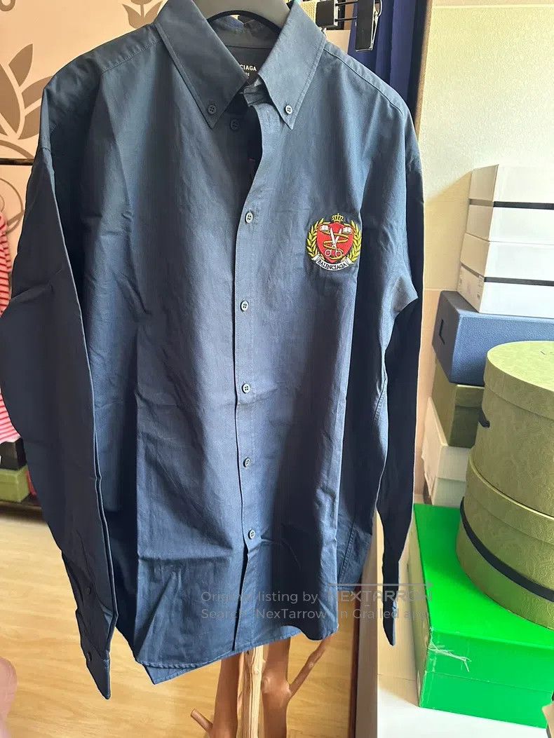 Balenciaga Balenciaga Embroidered Wheat Logo Long Sleeve Shirt Jacket Size XS / US 0-2 / IT 36-38 - 2 Thumbnail