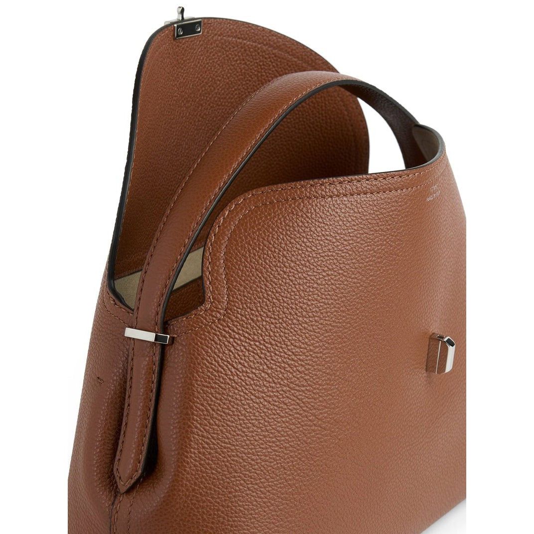 Toteme TOTEME T-Lock Sienna Brown Grained Leather Handbag New & Aut Size ONE SIZE - 5 Thumbnail