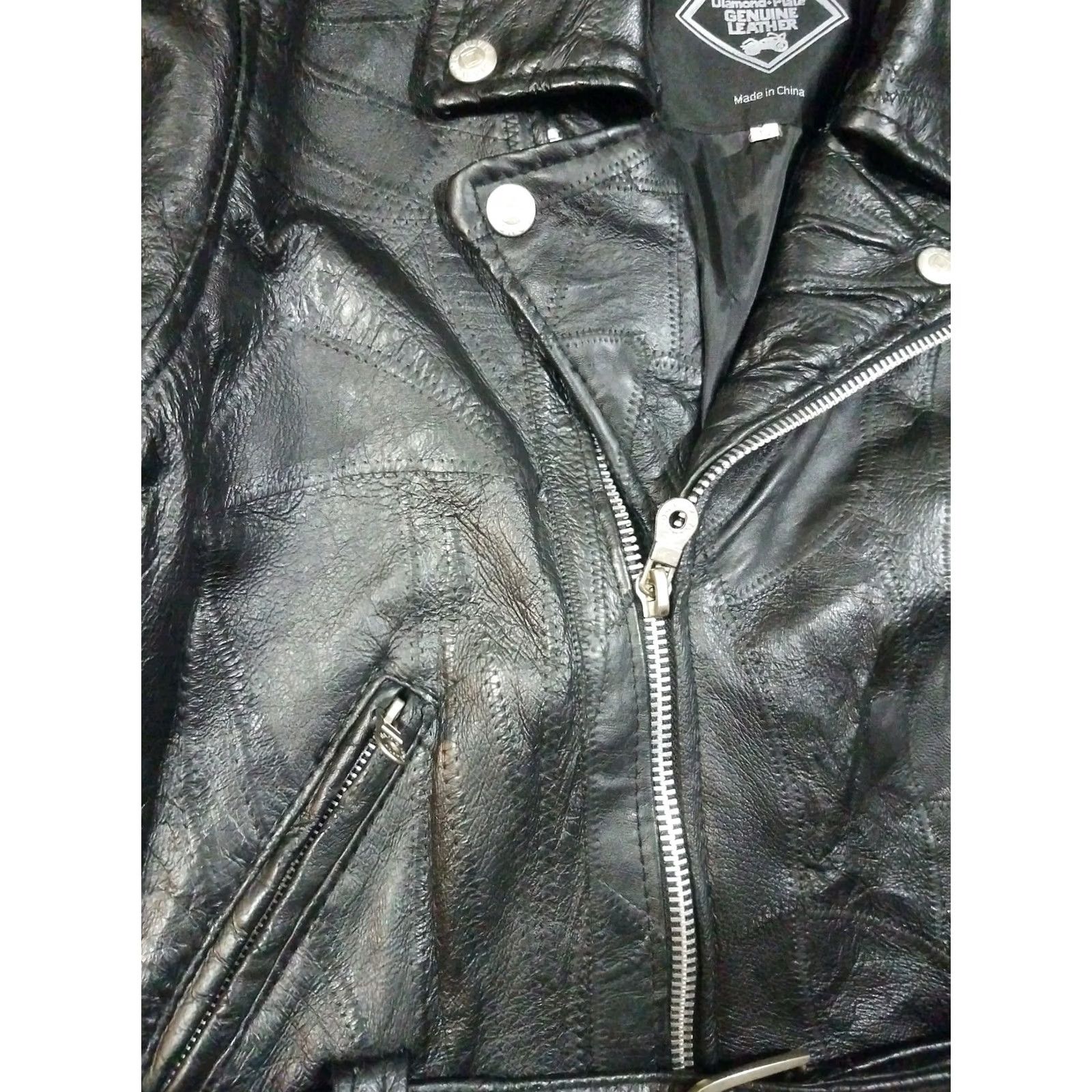 Vintage VINTAGE Diamond Plate Buffalo Leather Motorcycle Jacket Coat Cafe Racer Womens XS Jacket Black 10 Size Regular Size XS / US 0-2 / IT 36-38 - 4 Thumbnail