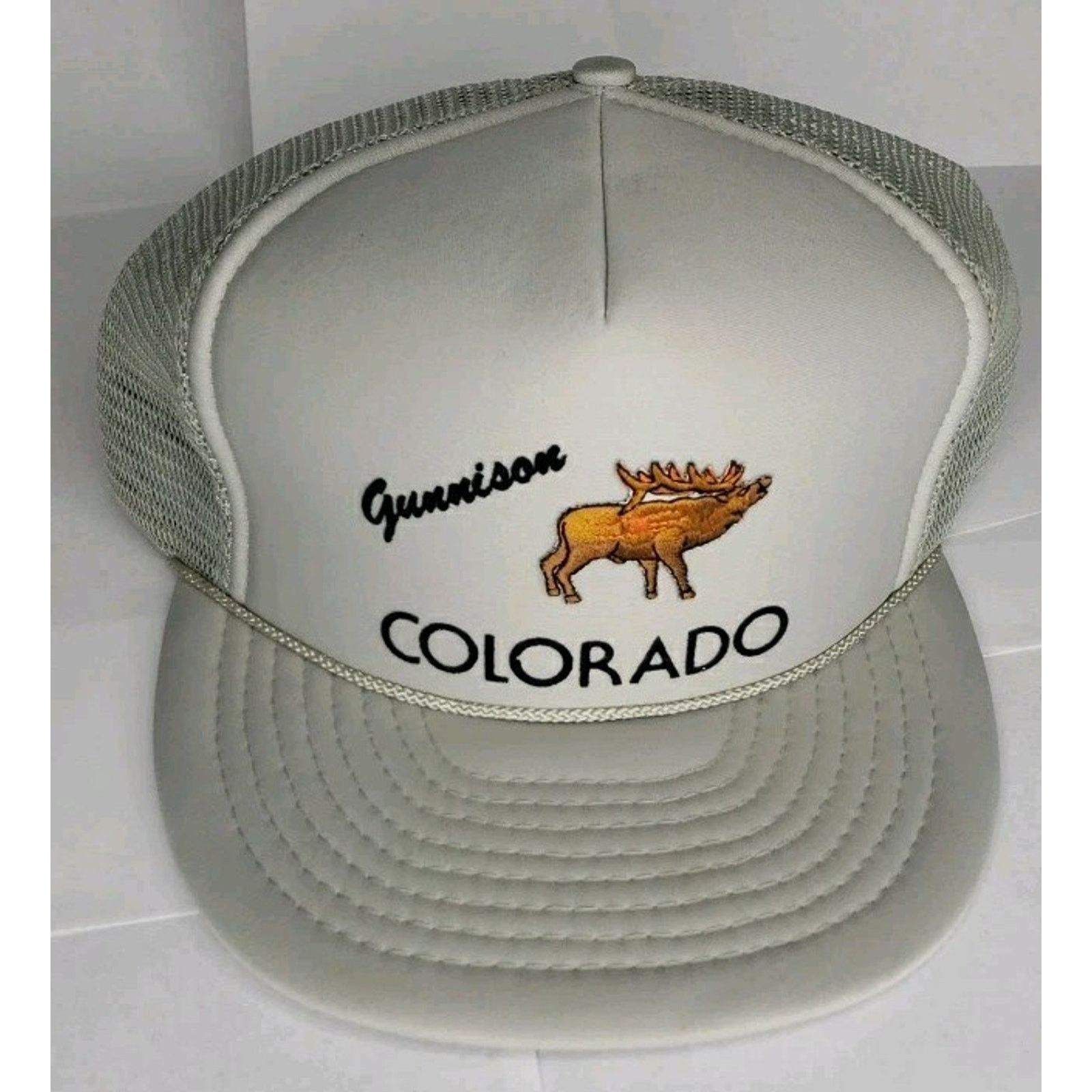 Other COLORADO Vtg 80s 90s Gray Mesh Elk Trucker Hat Cap Gunnison Size ONE SIZE - 1 Thumbnail