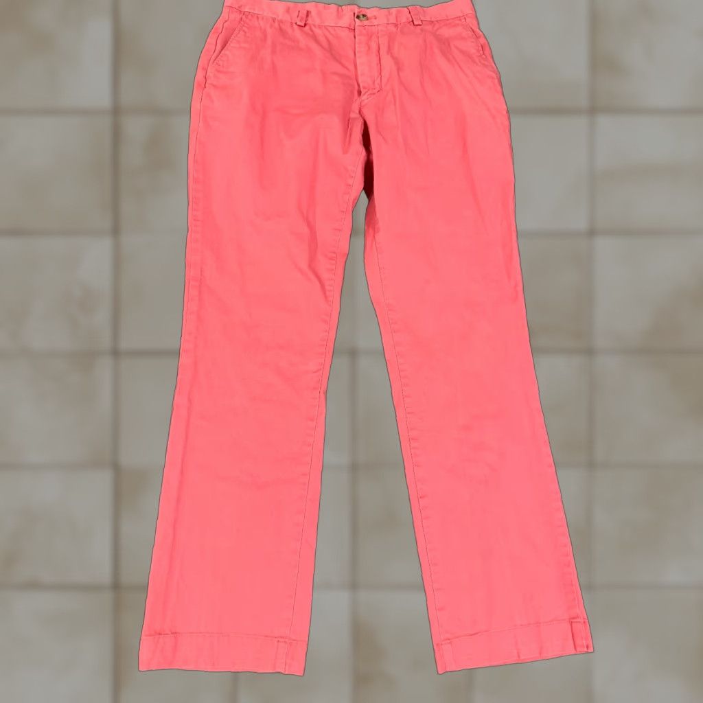 Vineyard Vines Vineyard Vines Pants Mens 34x32 Pink Breaker Chino Casual Preppy Straight Leg Reg 34in Inseam Cotton Spandex Size US 34 / EU 50 - 1 Thumbnail