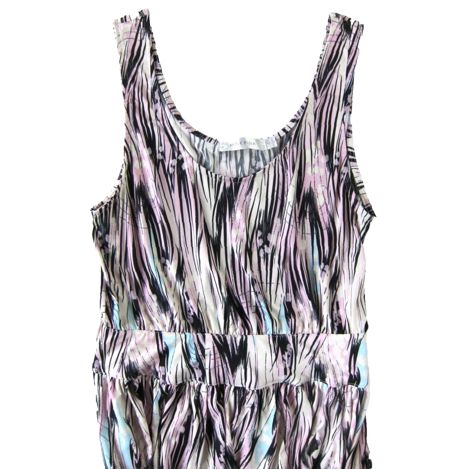 MINKPINK MINKPINK Dress Sleeveless Tank Pink Black Blue Stretch Ruched Sheath Small Women Floor Size S / US 4 / IT 40 - 4 Thumbnail