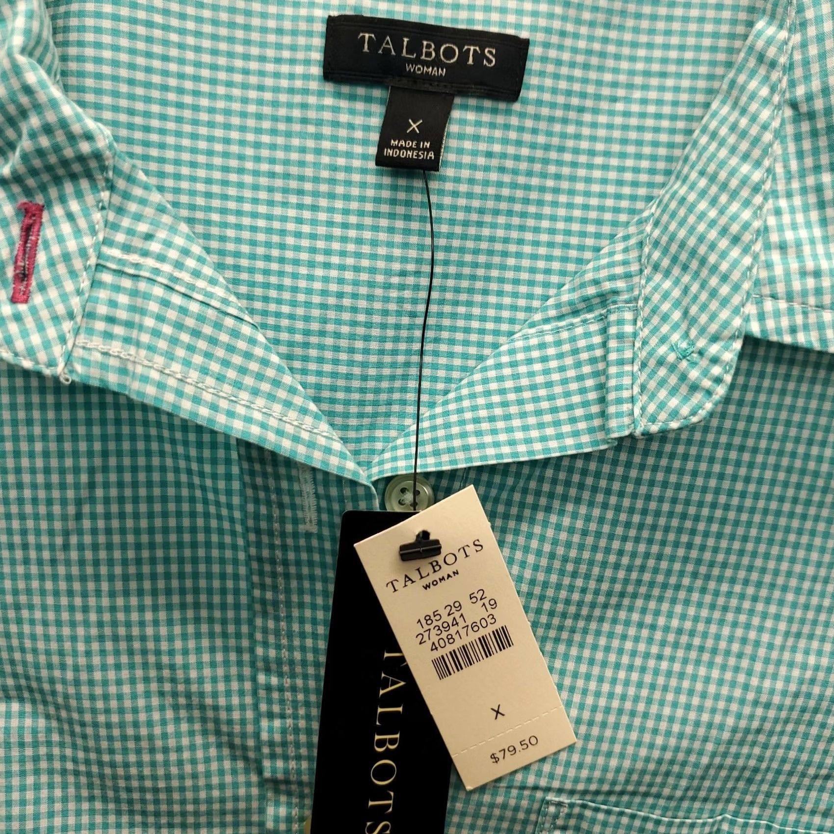 Talbots Talbots Shirt Womens 1X Top Multicolor Check Roll Tab Sleeve Collared Button Size XL / US 12-14 / IT 48-50 - 5 Thumbnail