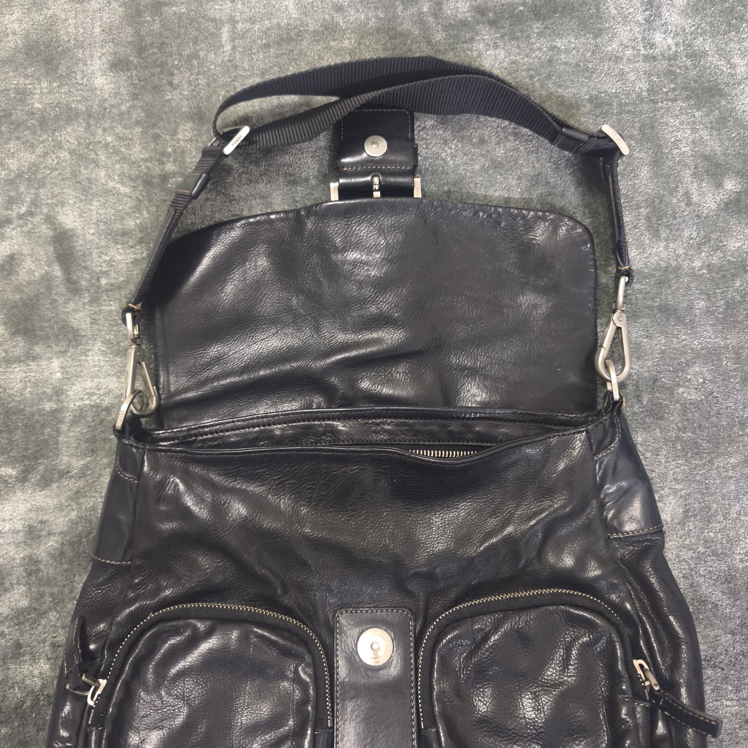 Prada PRADA Vintage Double Pocket Full Leather Bag Size ONE SIZE - 8 Thumbnail