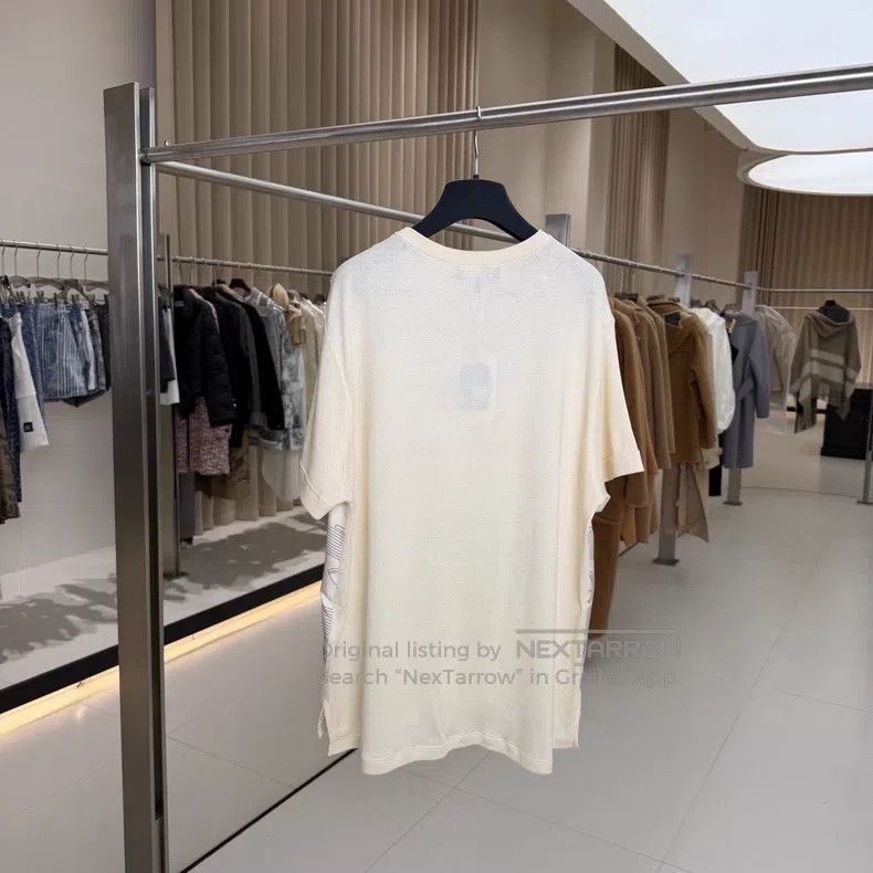 Loro Piana Loro Piana Beige Silk and Cotton Blend Short Sleeve Top Size L / US 10 / IT 46 - 2 Thumbnail