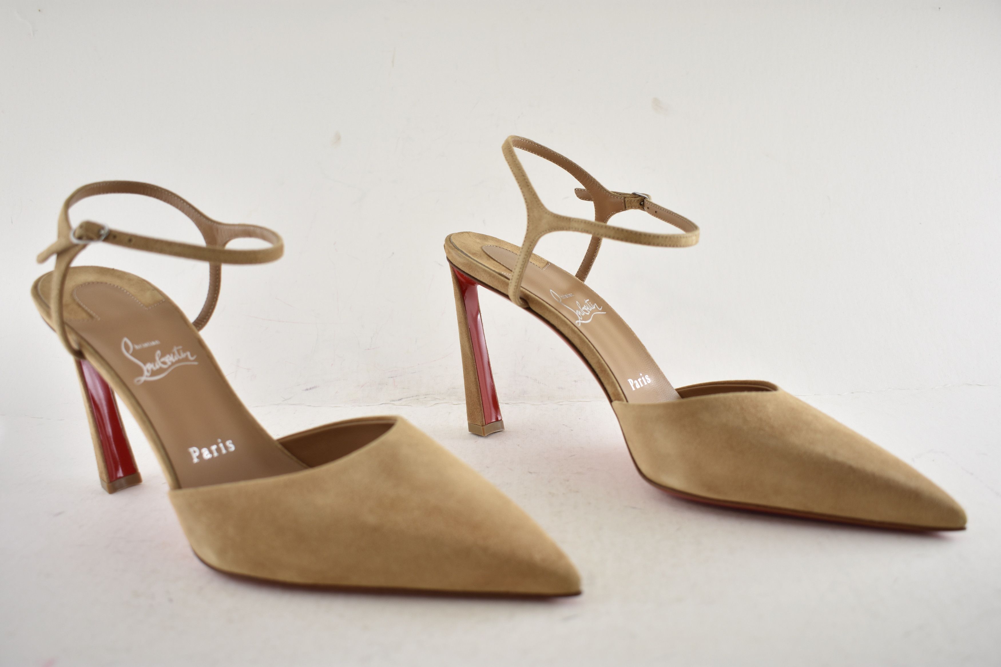 Christian Louboutin Condora Riviera 85 Lionne Beige Brown Strap Heel Pump 40 Size US 10 / IT 40 - 4 Thumbnail