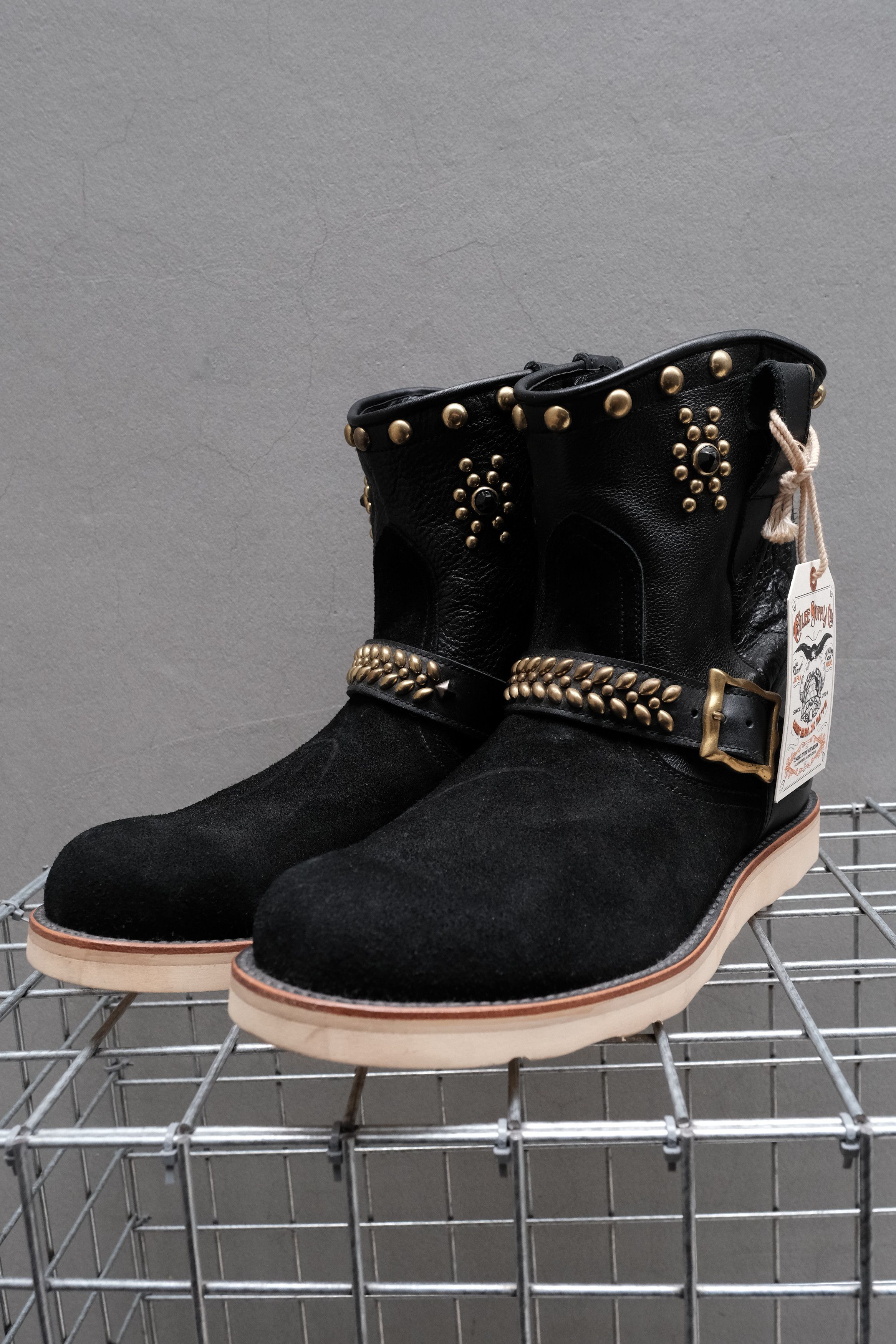 Other CALEE Studded Suede Leather Engineer Boots Black Size US 11 / EU 44 - 1 Thumbnail