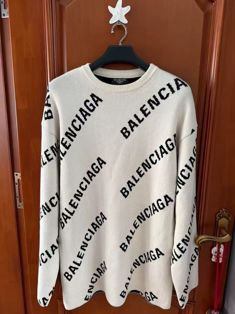 Balenciaga Beige full print barrage sweater