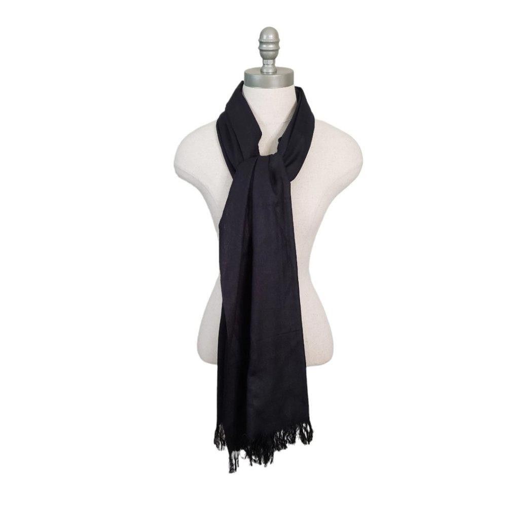 Designer CT847 Black Unisex Fringed Scarf/Wrap Size ONE SIZE - 1 Thumbnail
