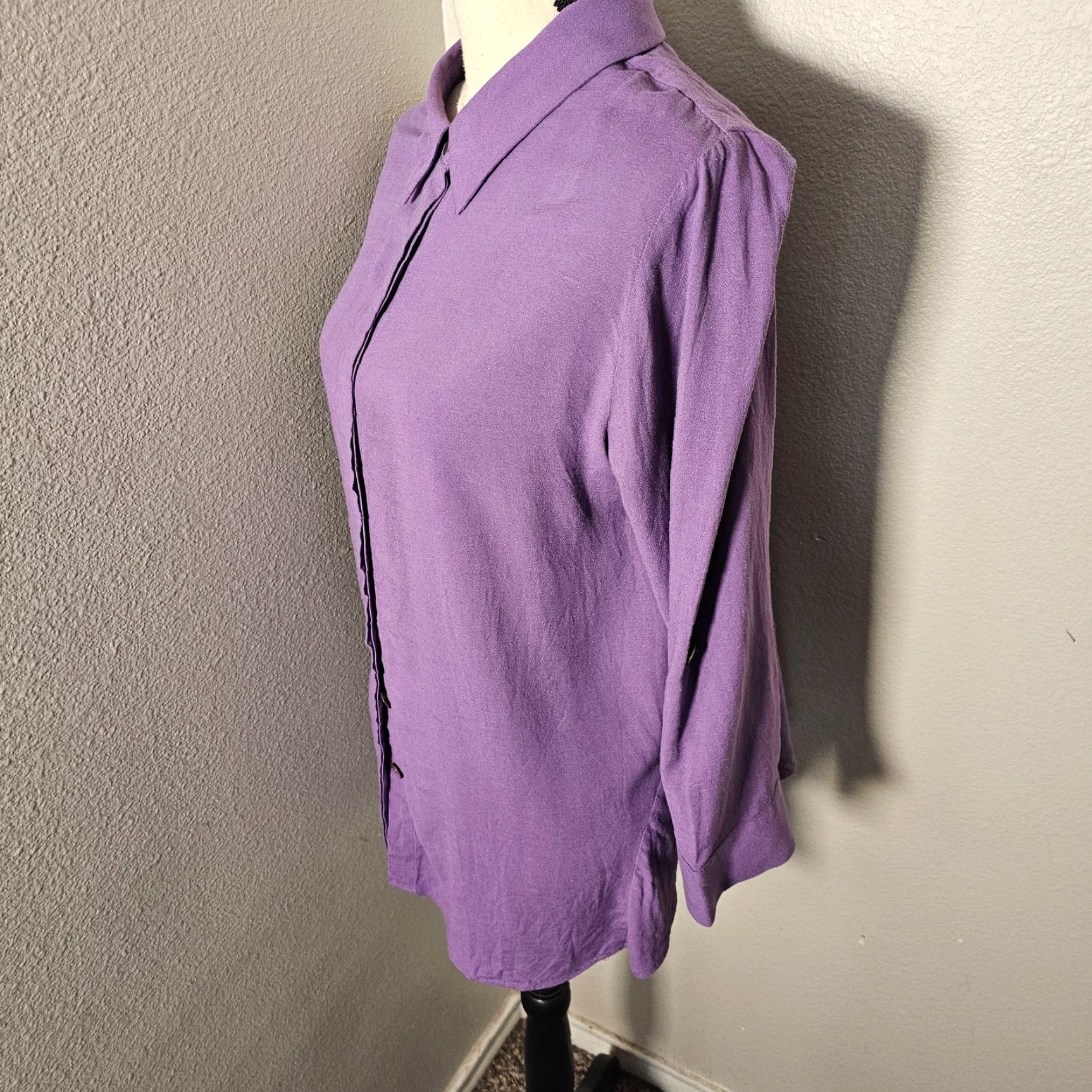 Soft Surroundings Soft Surroundings Shirt Womens PL Petite Large Purple Long Sleeve Button Up Size L / US 10 / IT 46 - 2 Thumbnail