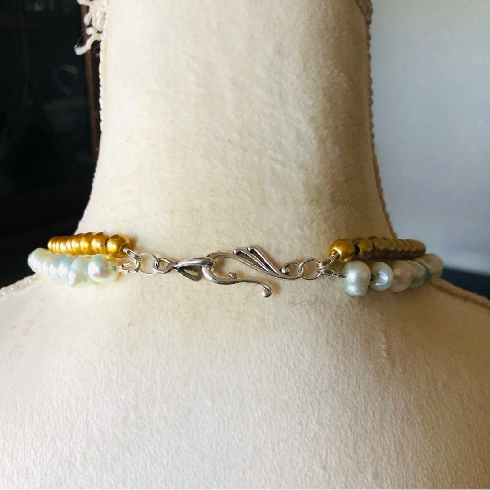 Handmade Handcrafted repurpose double strand mixed bead Pearl necklac Size ONE SIZE - 7 Thumbnail