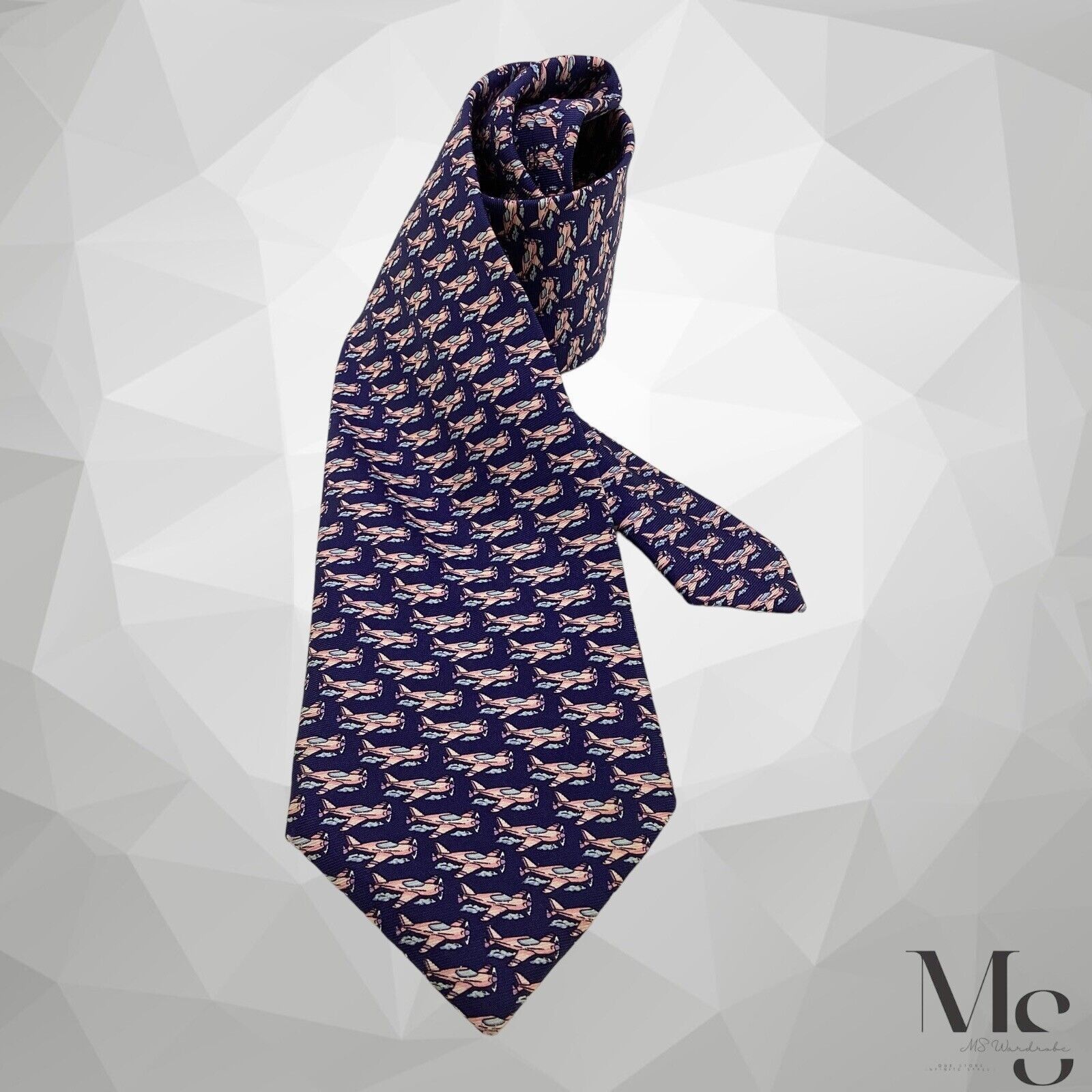 Other HARVIE & HUDSON Blue Airplane Print Silk Tie Made In England Size ONE SIZE - 1 Thumbnail
