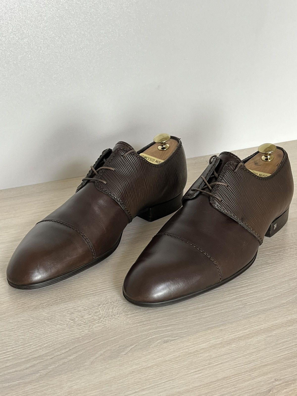Louis Vuitton Louis Vuitton Epi Leather Cap Toe Derby Shoes Brown Size 10 Size US 10 / EU 43 - 2 Thumbnail