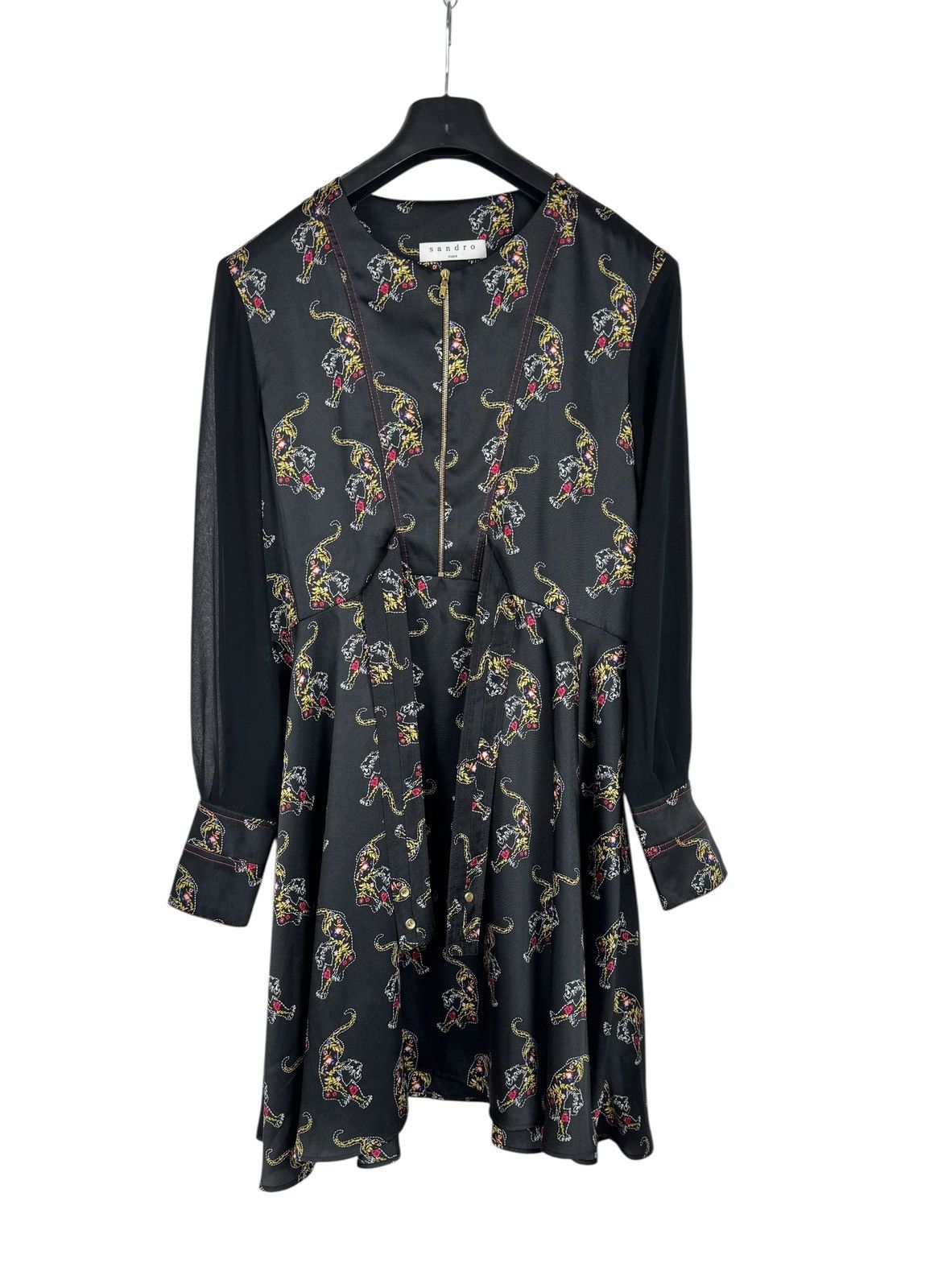 Sandro Sandro Printed Dress Mesh Sleeves size 2 Polyester Size M / US 6-8 / IT 42-44 - 15 Thumbnail
