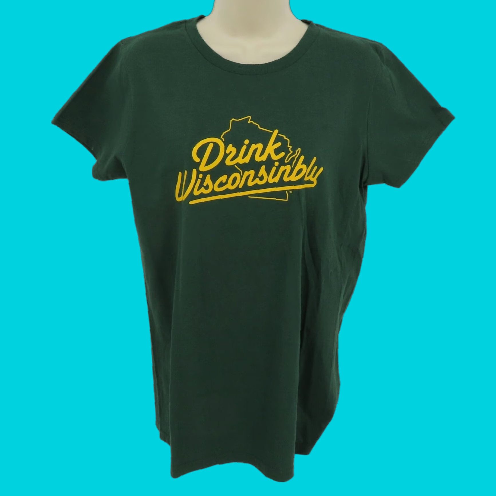 Vintage Drink Wisconsinbly Womens Large Green Crew Neck Short Sleeve T Shirt NEW Size L / US 10 / IT 46 - 1 Thumbnail
