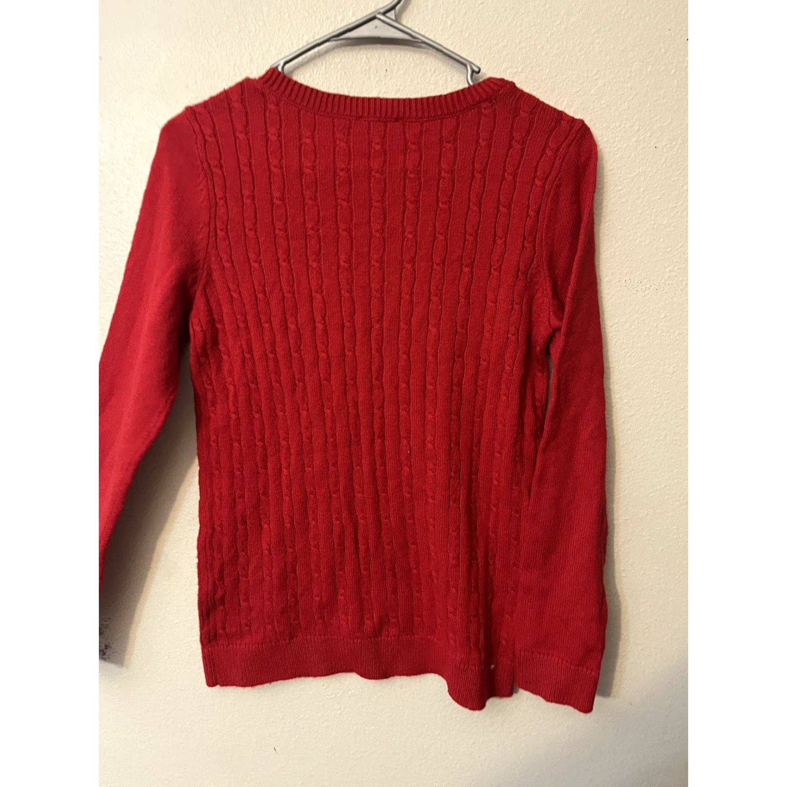 Talbots Talbots Red Sweater Knit Cable Knit Round Neck Button Petit Womens Pullover Casual Size M / US 6-8 / IT 42-44 - 2 Thumbnail