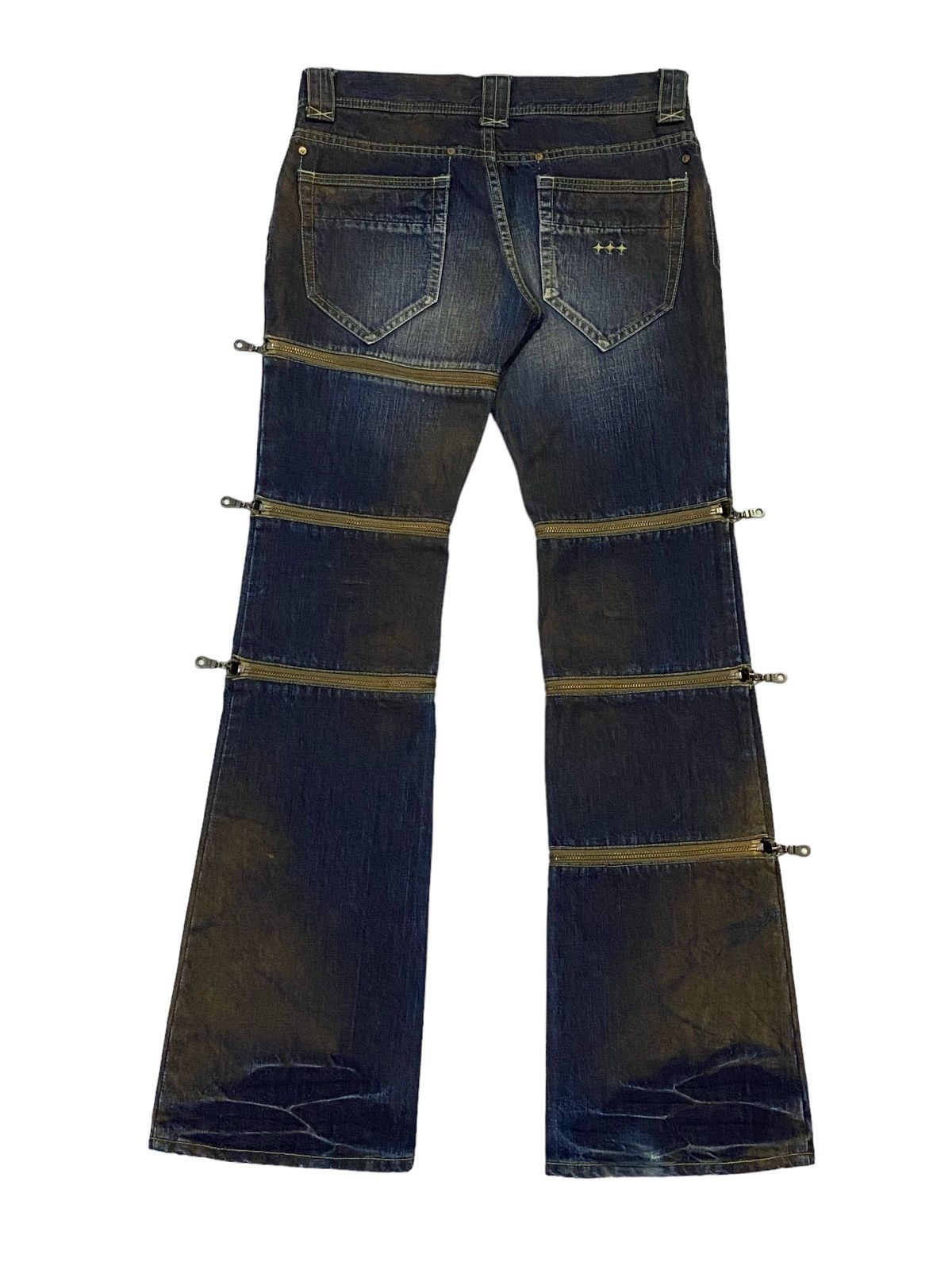 Beauty Beast Rare‼️Empire of the Baal Flare Multi-Zip Denim Jeans Size 30" / US 8 / IT 44 - 4 Thumbnail