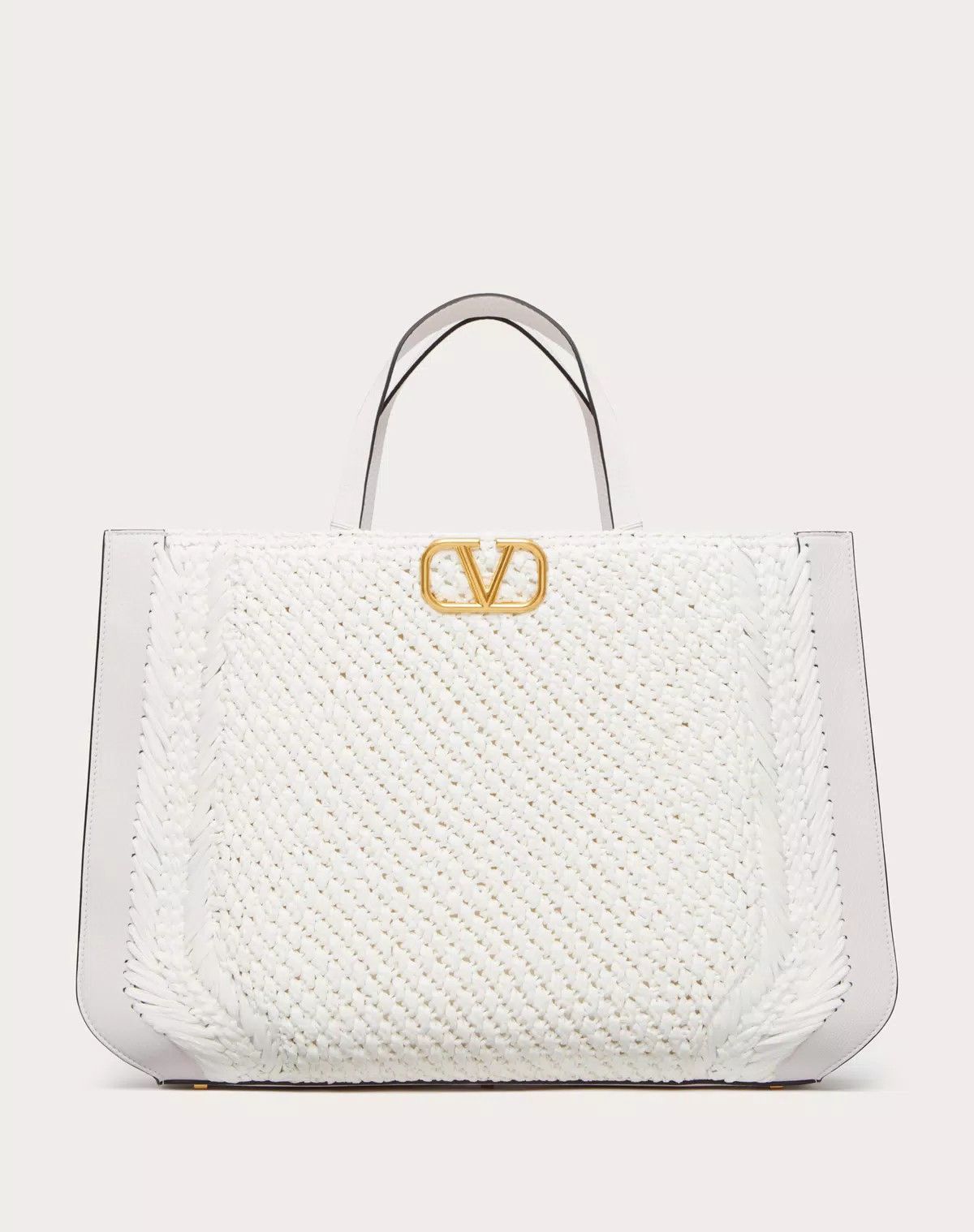Valentino o1s1wg111125 Size: OS / Vlogo Signature Raffia Handbag White Size ONE SIZE - 1 Thumbnail