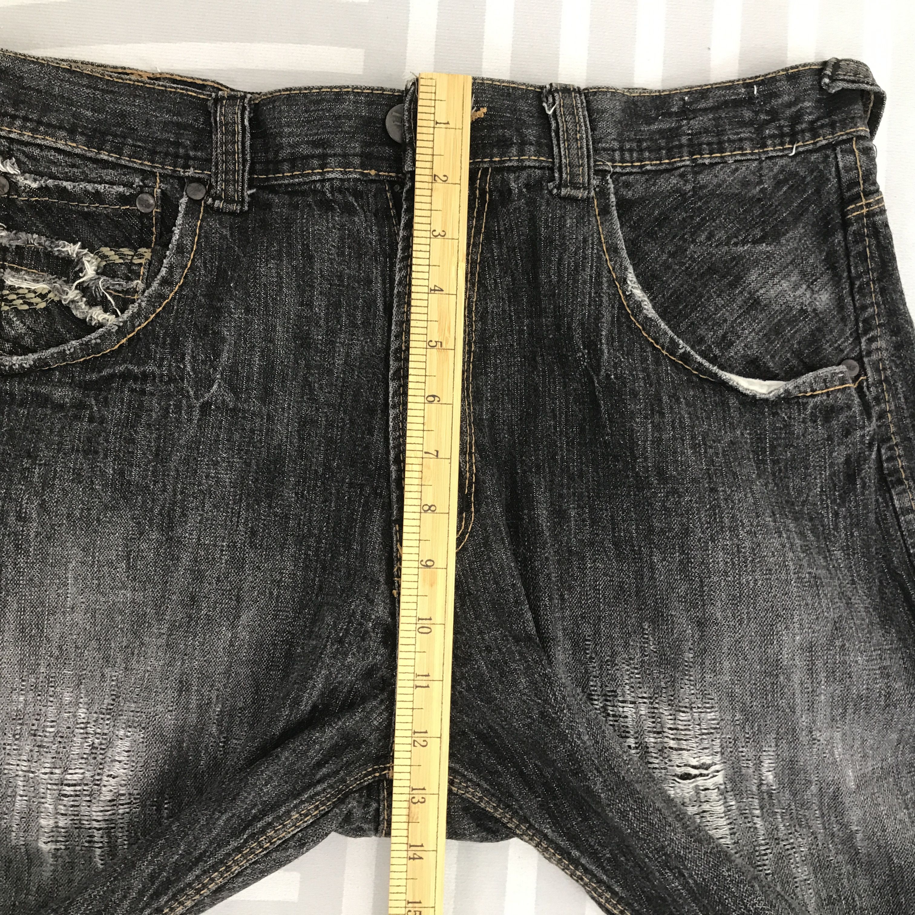 Japanese Brand × Vintage Japan Black denim Distressed style jeans Denim Size US 34 / EU 50 - 9 Thumbnail