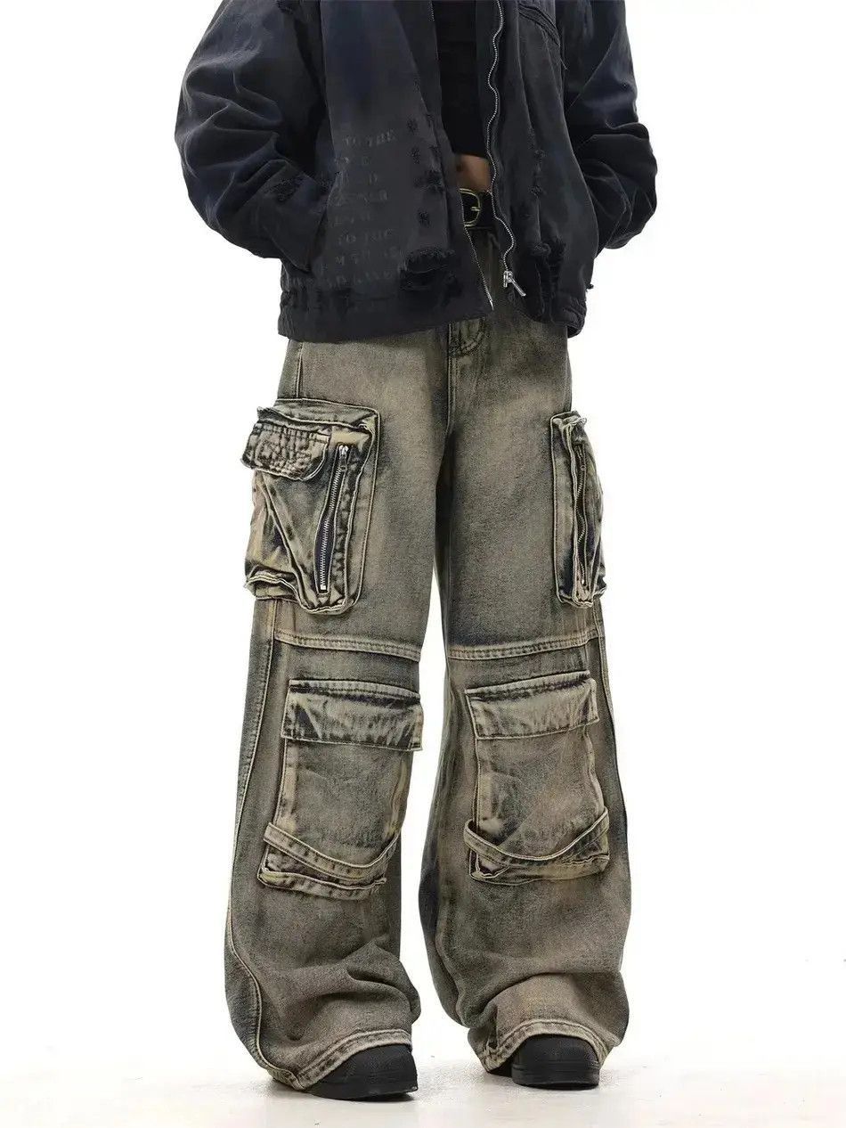 Japanese Brand Streetwear Cargo Multi Pocket Loose Baggy Pants Jeans Size US 32 / EU 48 - 3 Thumbnail