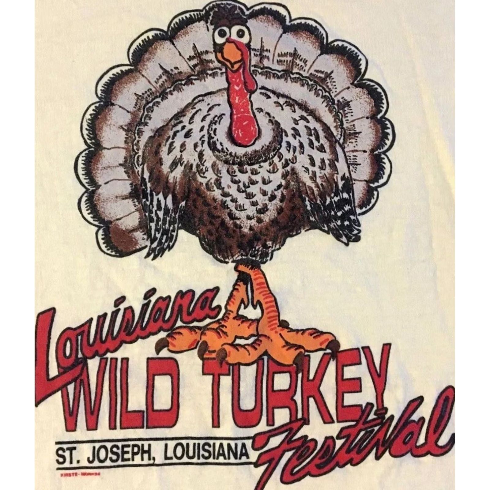 Vintage VINTAGE Louisiana Wild Turkey Fest Shirt M Yellow 80s Grunge Animal Joke Single Stitch Mens T-Shirt Size US M / EU 48-50 / 2 - 2 Thumbnail
