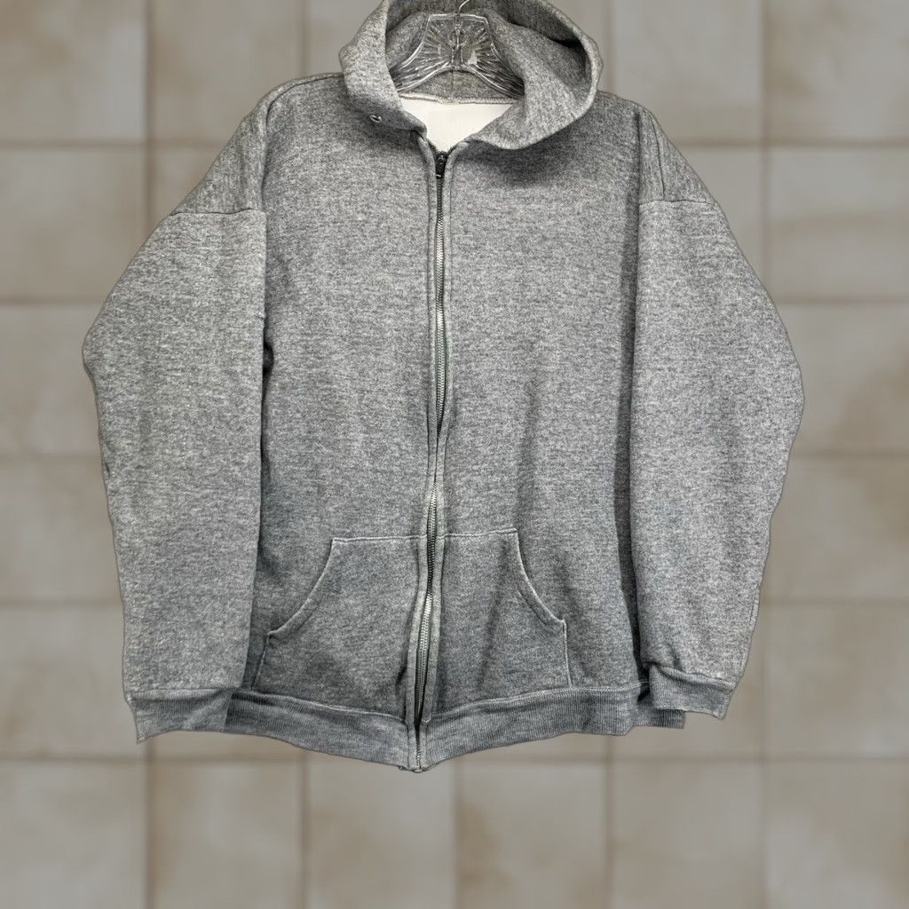 Vintage 90s Sun-Faded Bitcoin Gray Zip-Up Hoodie Russell