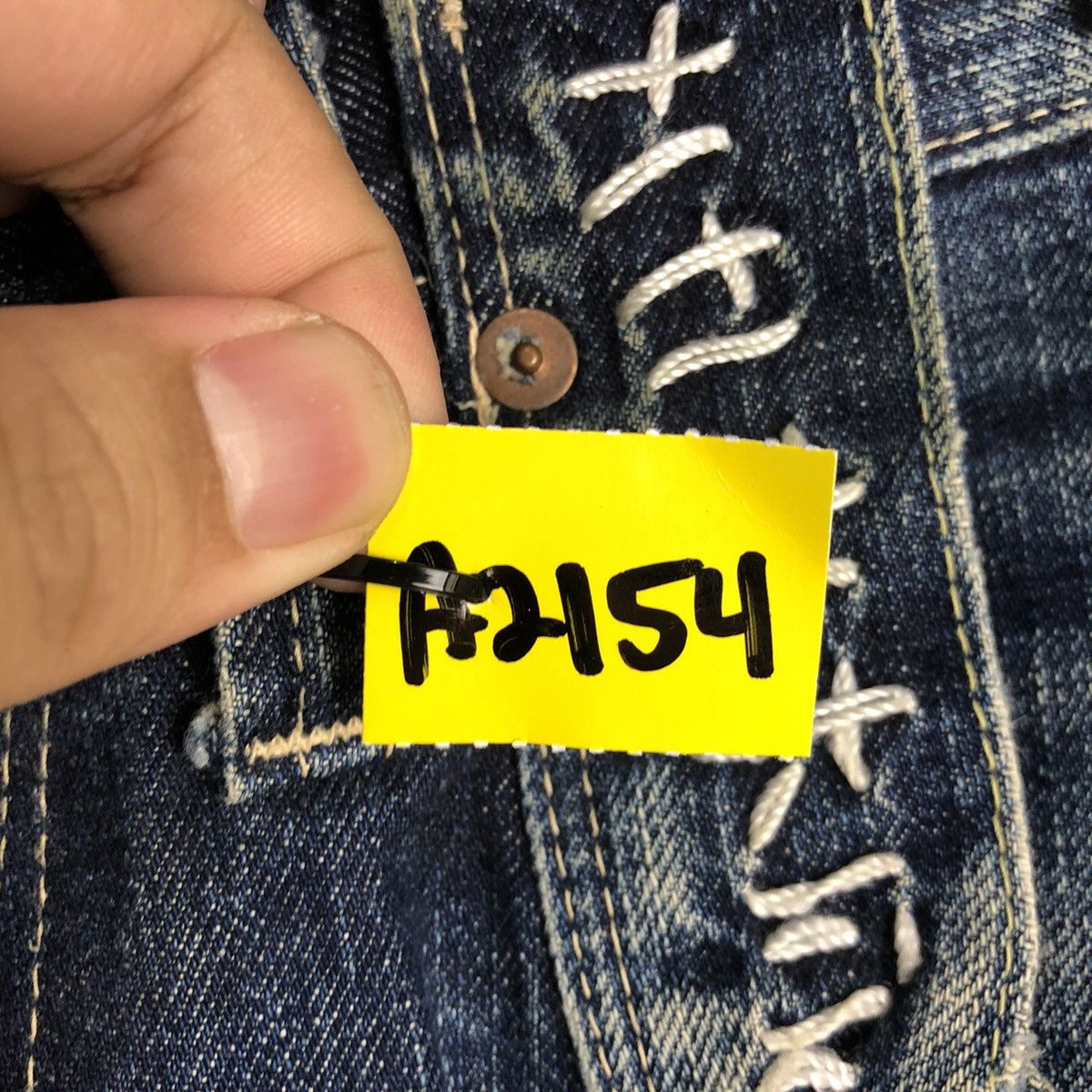 Japanese Brand D RNASlang Japan Distressed ripped buckle back Denim #A2154 Size US 30 / EU 46 - 13 Thumbnail