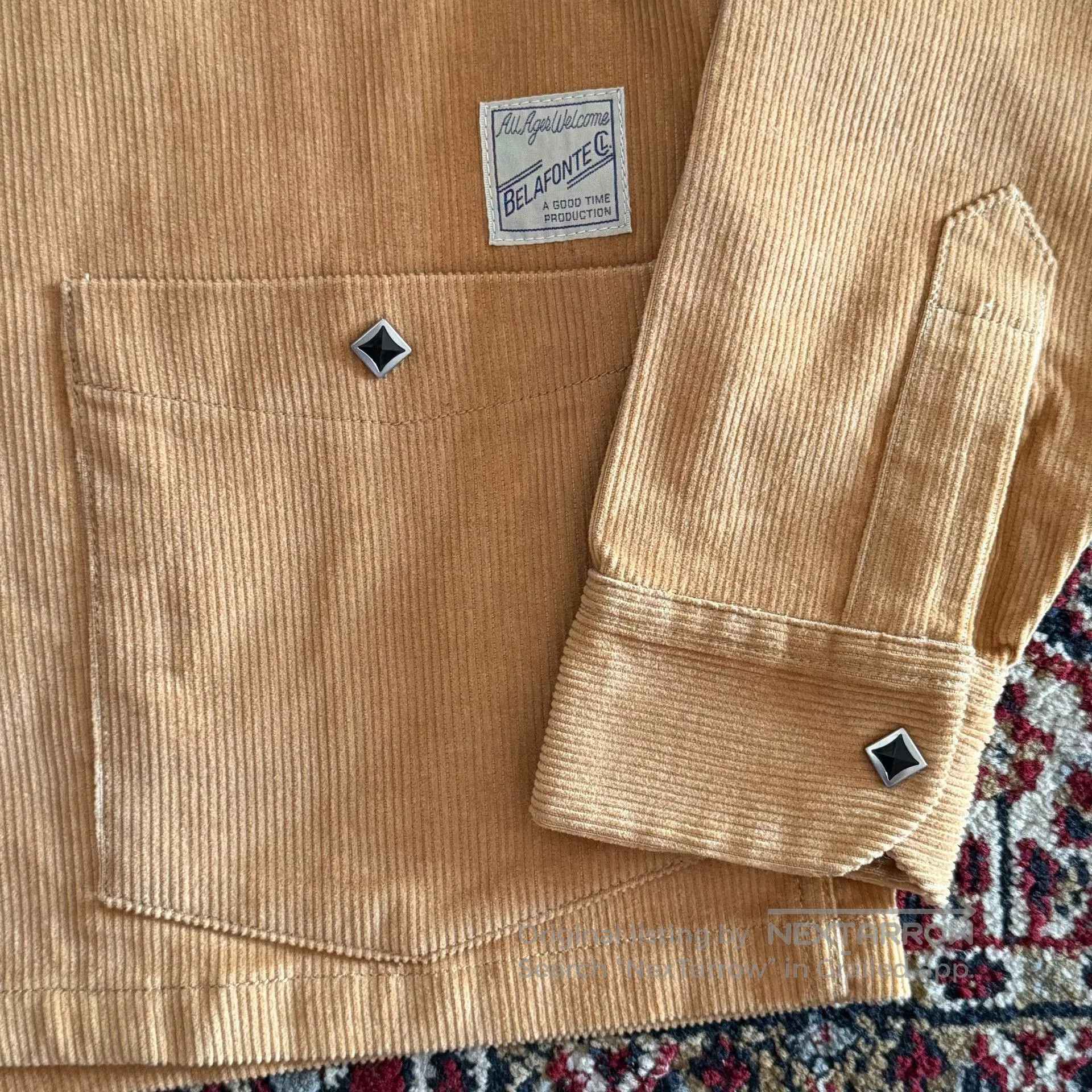 Vintage Belafonte Sunset Yellow Corduroy Western Shirt. Size US S / EU 44-46 / 1 - 4 Thumbnail