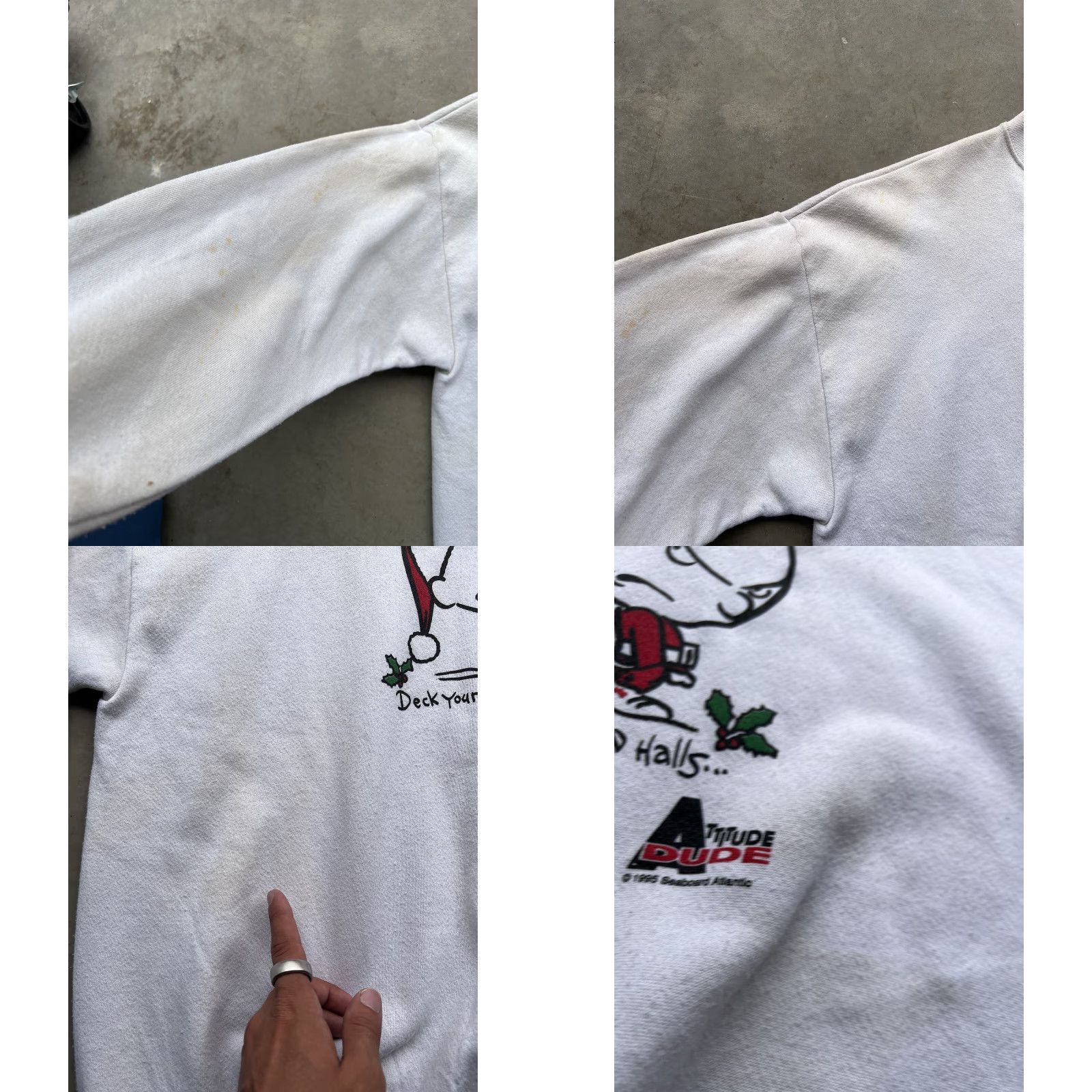 Tultex VINTAGE Total Brat Christmas Sweatshirt Crewneck MENS XL White 90's Heavy *Flawed Size US XL / EU 56 / 4 - 8 Thumbnail