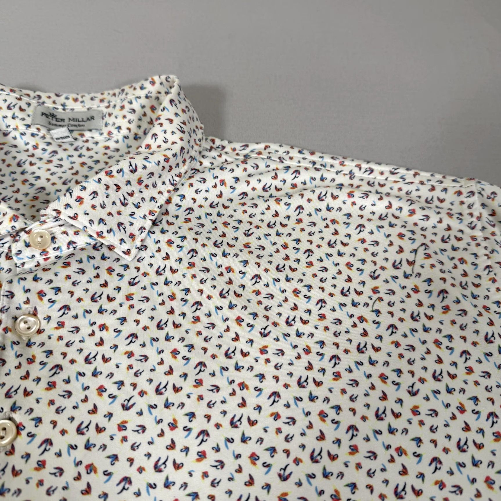 Peter Millar Peter Millar Shirt Polo Men XL White Summer Comfort Golf Fly Fishing Performance Size US XL / EU 56 / 4 - 3 Thumbnail