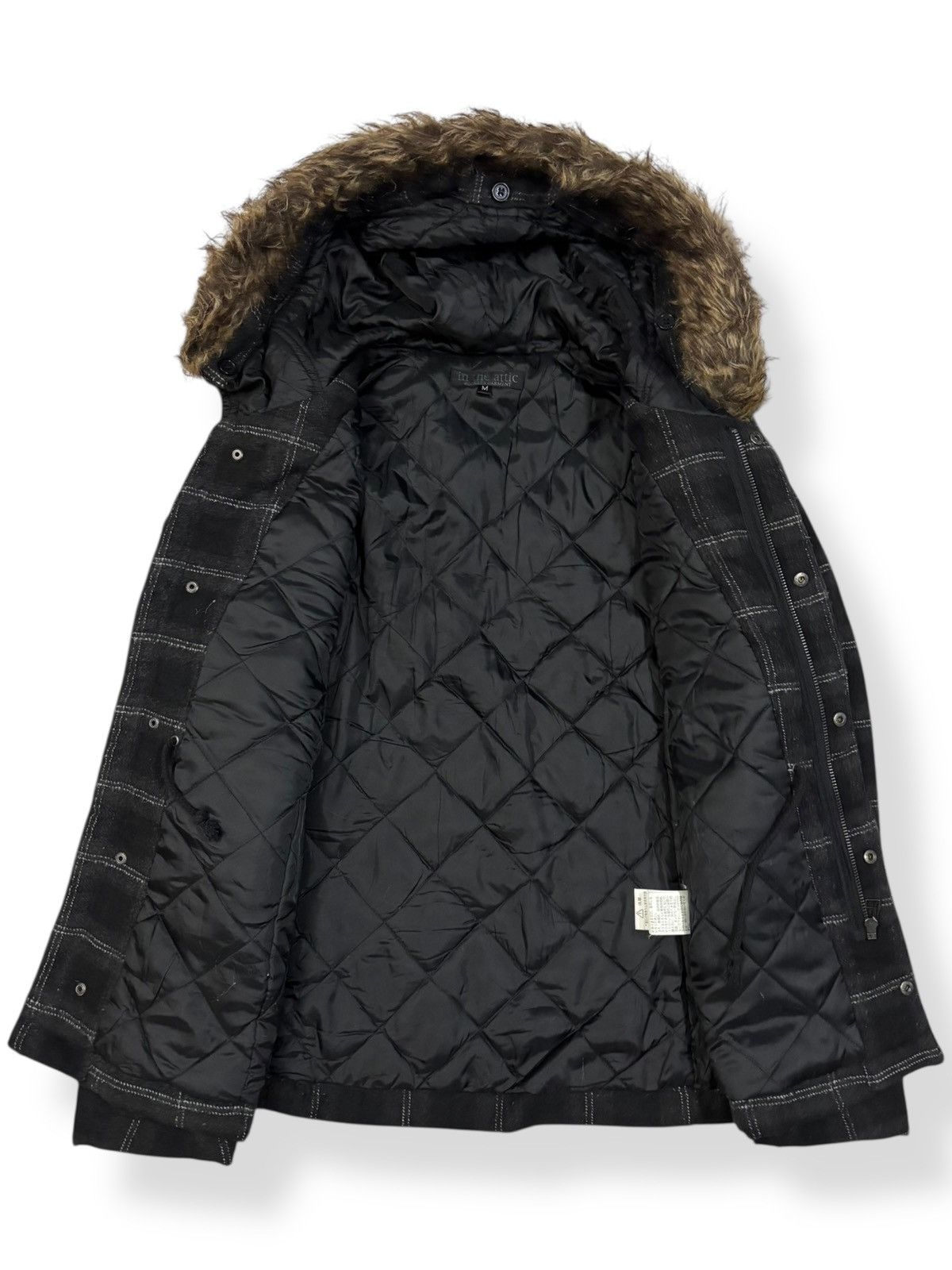 If Six Was Nine In The Attic Plaid Multi-pockets Faux Fur Hooded Punk Jacket Size US S / EU 44-46 / 1 - 3 Thumbnail
