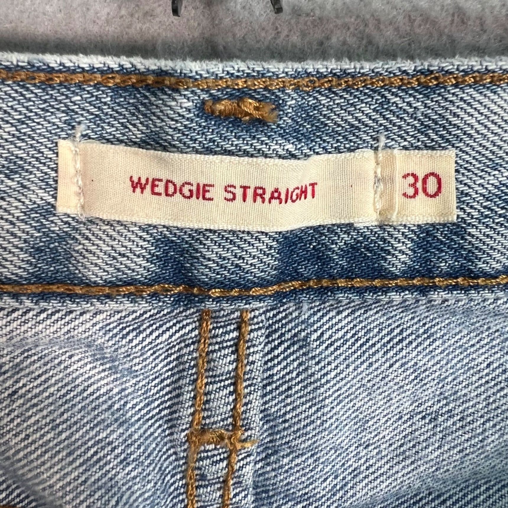 Levi's Levi’s Wedgie Straight Jeans Womens 30 Light Blue Distressed 5-Pocket Denim High Rise Regular Fit Vintage: No Size 30" / US 8 / IT 44 - 3 Thumbnail