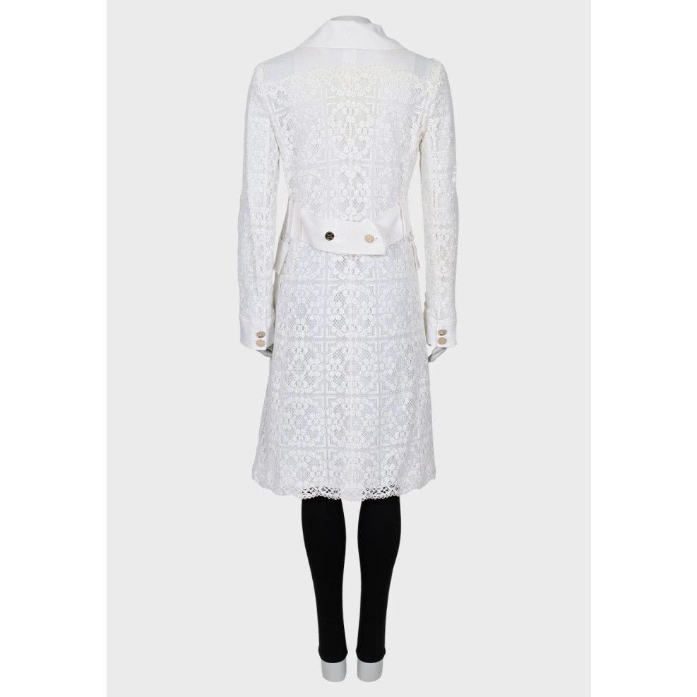 Dolce & Gabbana D&G White Linen Lace-Trimmed Coat - Size 42/ M Size M / US 6-8 / IT 42-44 - 3 Thumbnail