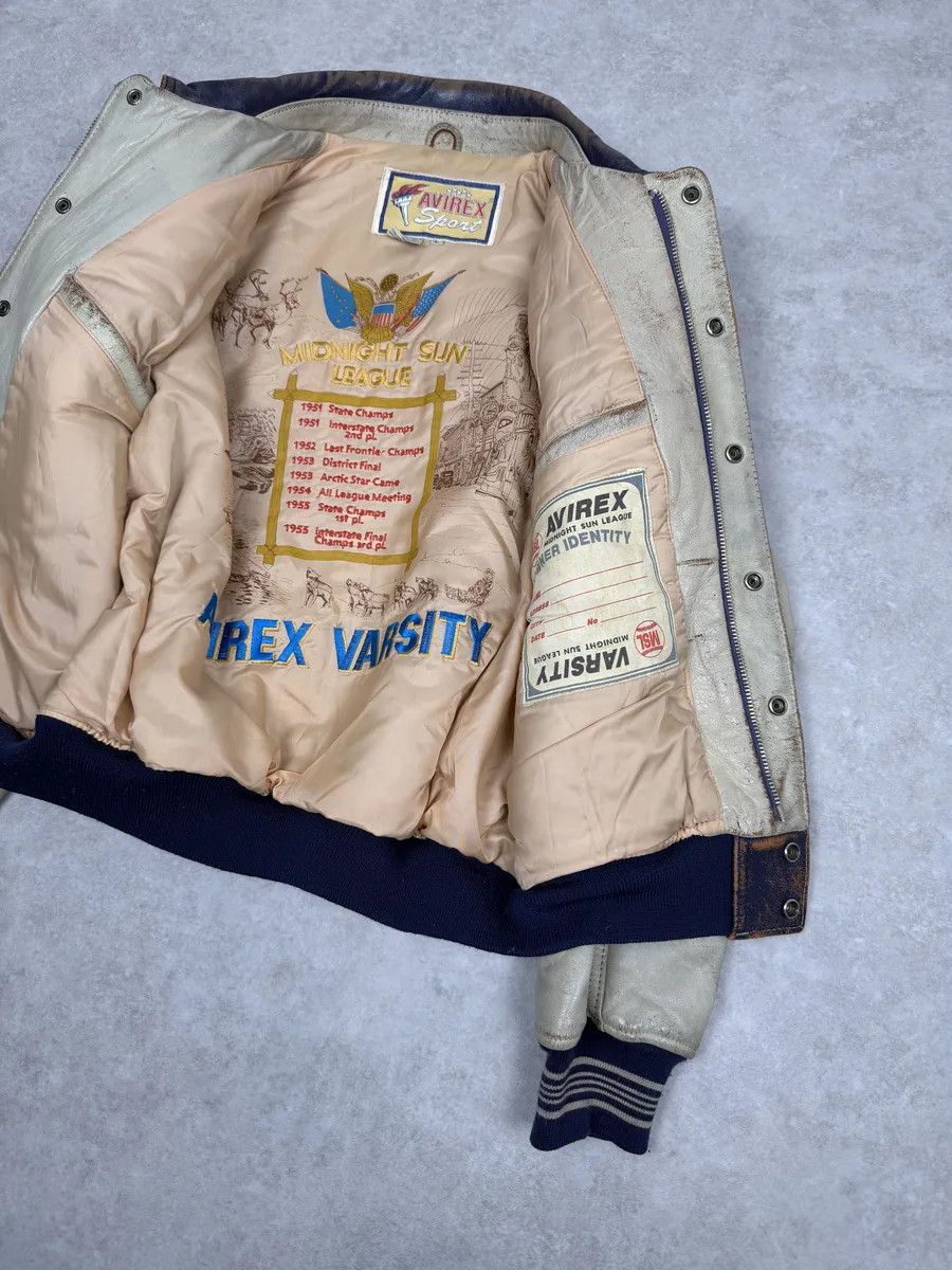 Avirex 1990s Avirex Brown & White Leather Pilot Varsity Bomber Jacket Size US M / EU 48-50 / 2 - 7 Thumbnail