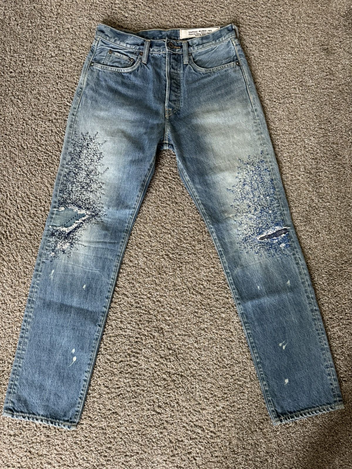 image of Kapital 14Oz Denim 5P Monkey Cisco (3 Years Fade) in Blue, Men's (Size 30)