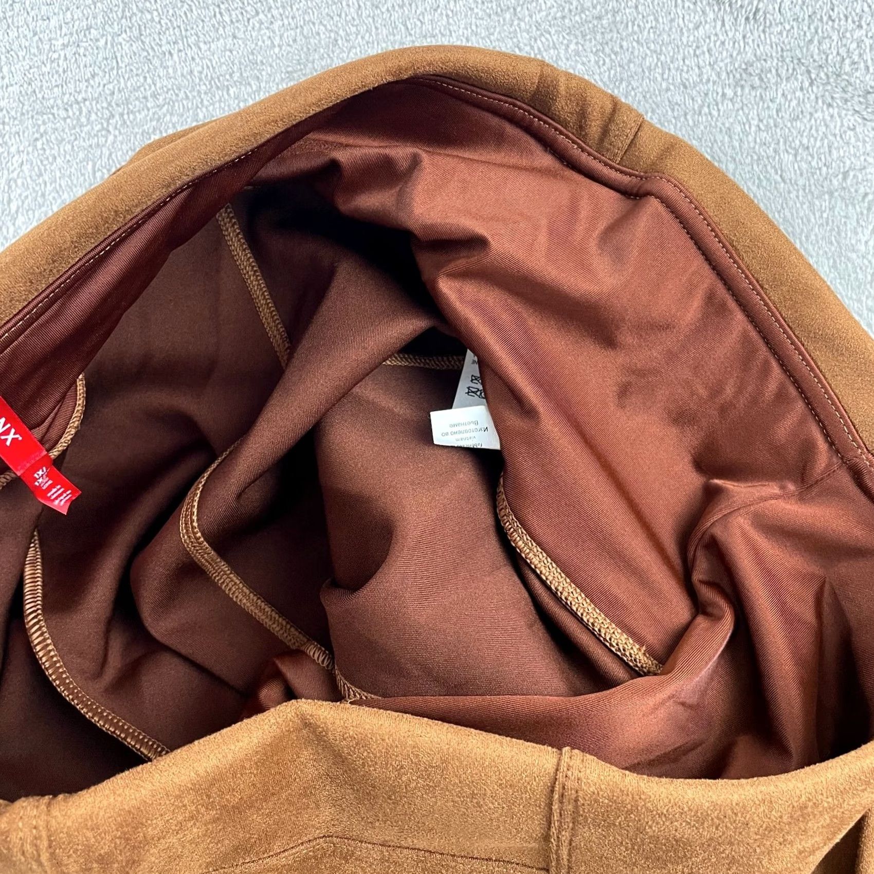 Spanx Spanx Faux Suede Leggings Women 1XT Tall Rich Caramel Slim Fit Pull On NWT Size 40" / US 18 - 6 Thumbnail