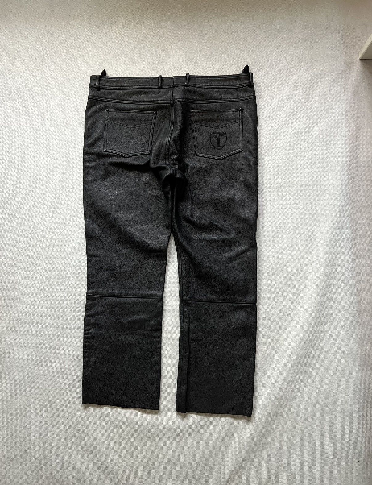 Genuine Leather × Leather × Vintage Heavy Genuine Leather Pants Highway Vintage Black Size US 36 / EU 52 - 1 Thumbnail
