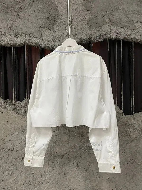 Miu Miu Miu Miu White Cropped Long Sleeve Shirt . Size XXS / US 00 / IT 34 - 2 Thumbnail