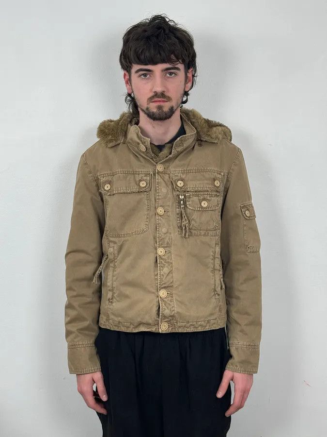 Daniele Alessandrini 2000s Daniele Alessandrini Military Beige Fur Hooded Jacket Size US S / EU 44-46 / 1 - 1 Thumbnail