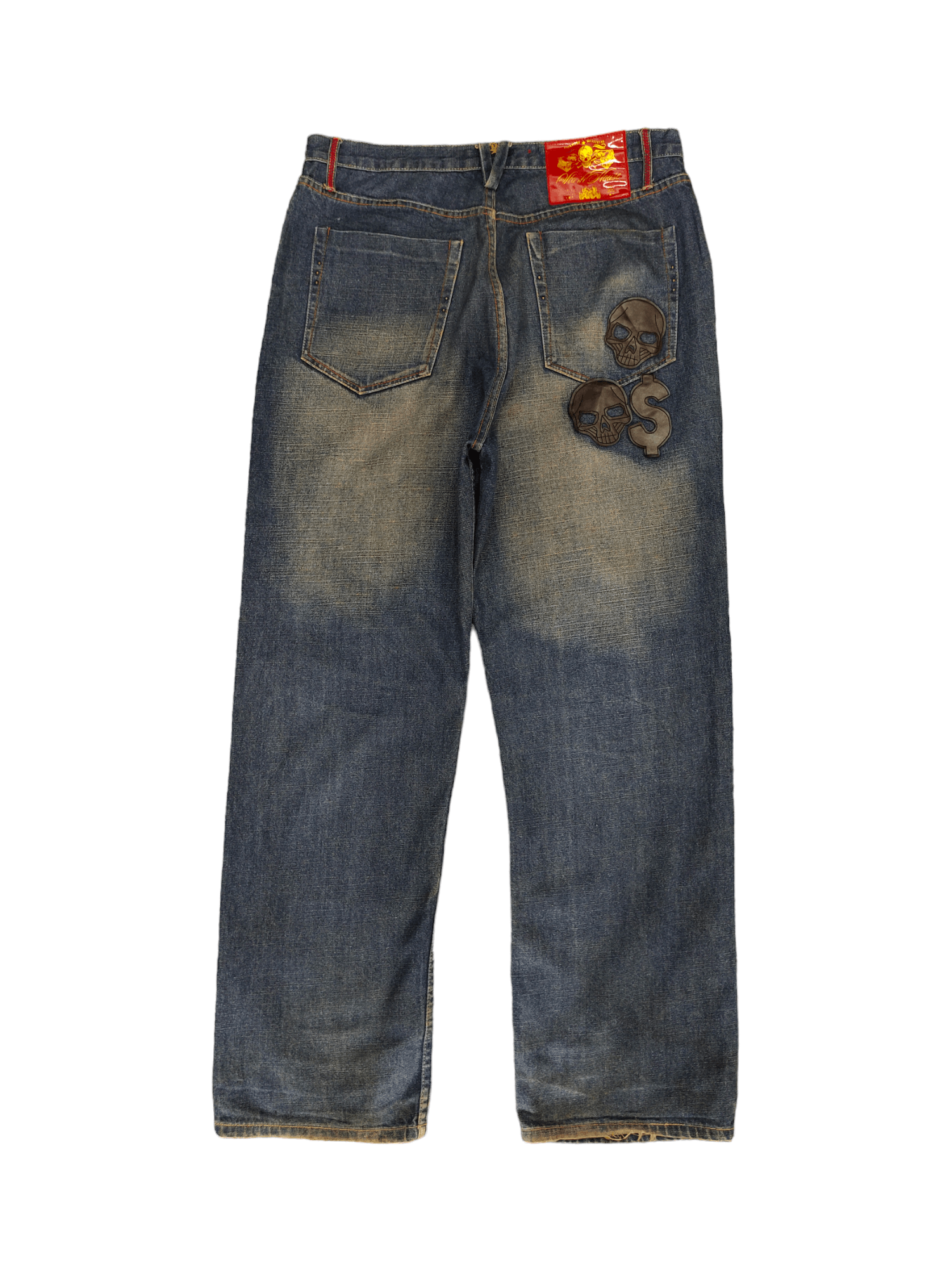 Kapital Stash House Skull Dollar Patch Denim Wide Leg Baggy Jeans Size US 37 - 2 Thumbnail
