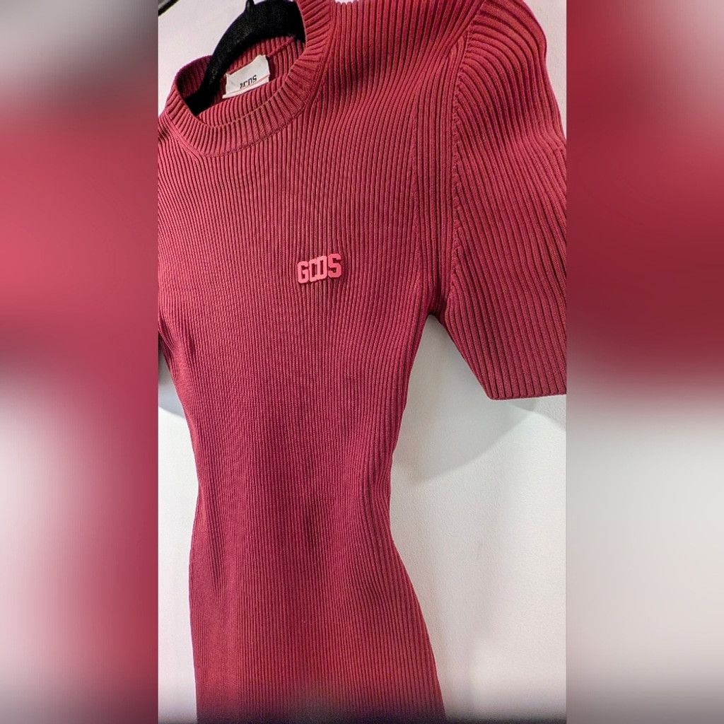 GCDS GCDS Red Asymmetrical Ribbed Mock Neck Mini Dress Size L / US 10 / IT 46 - 3 Thumbnail