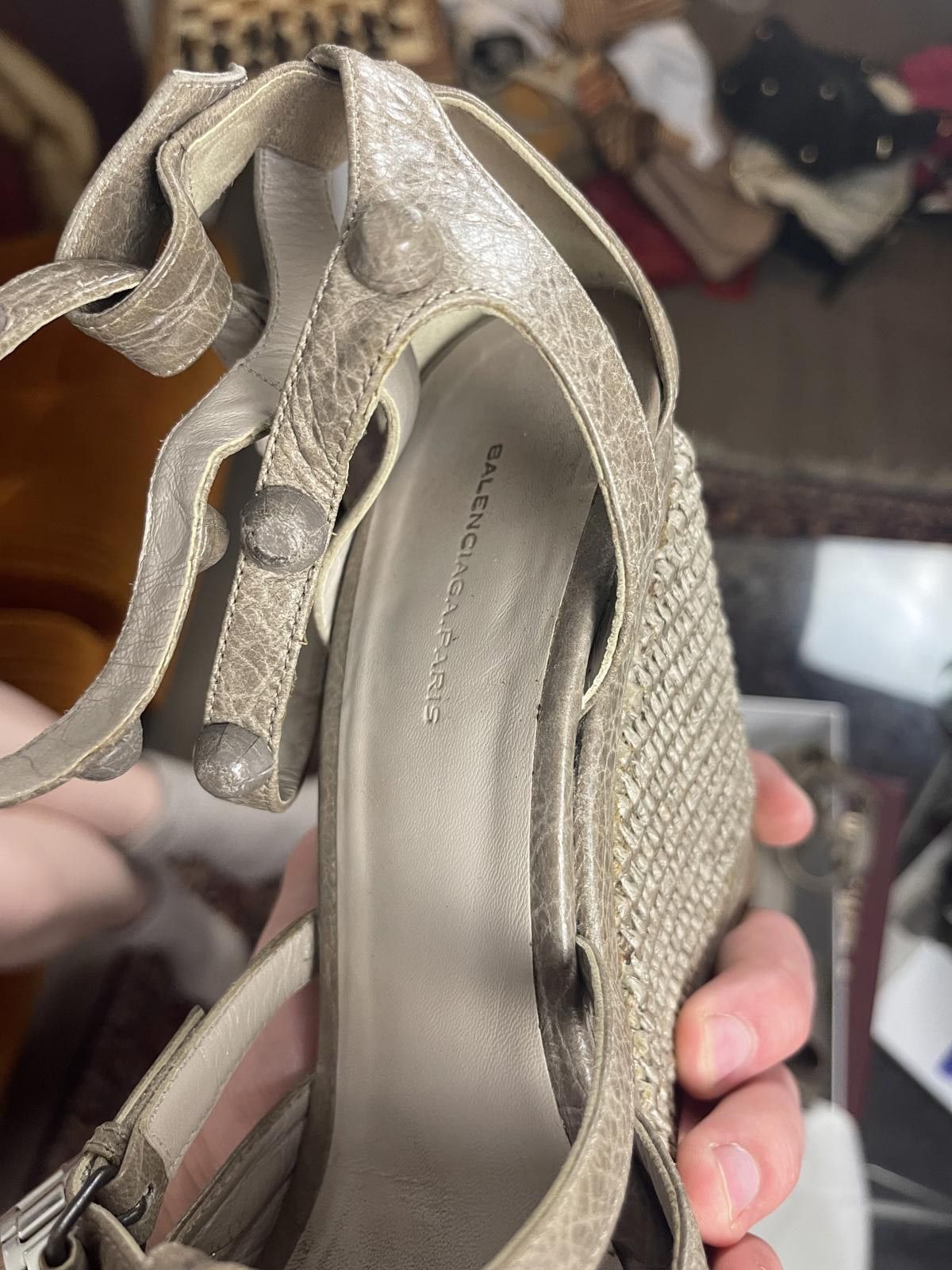 Balenciaga Balenciaga - 37 Beige Wedge Espadrille Sandals Size US 7.5 / IT 37.5 - 9 Thumbnail