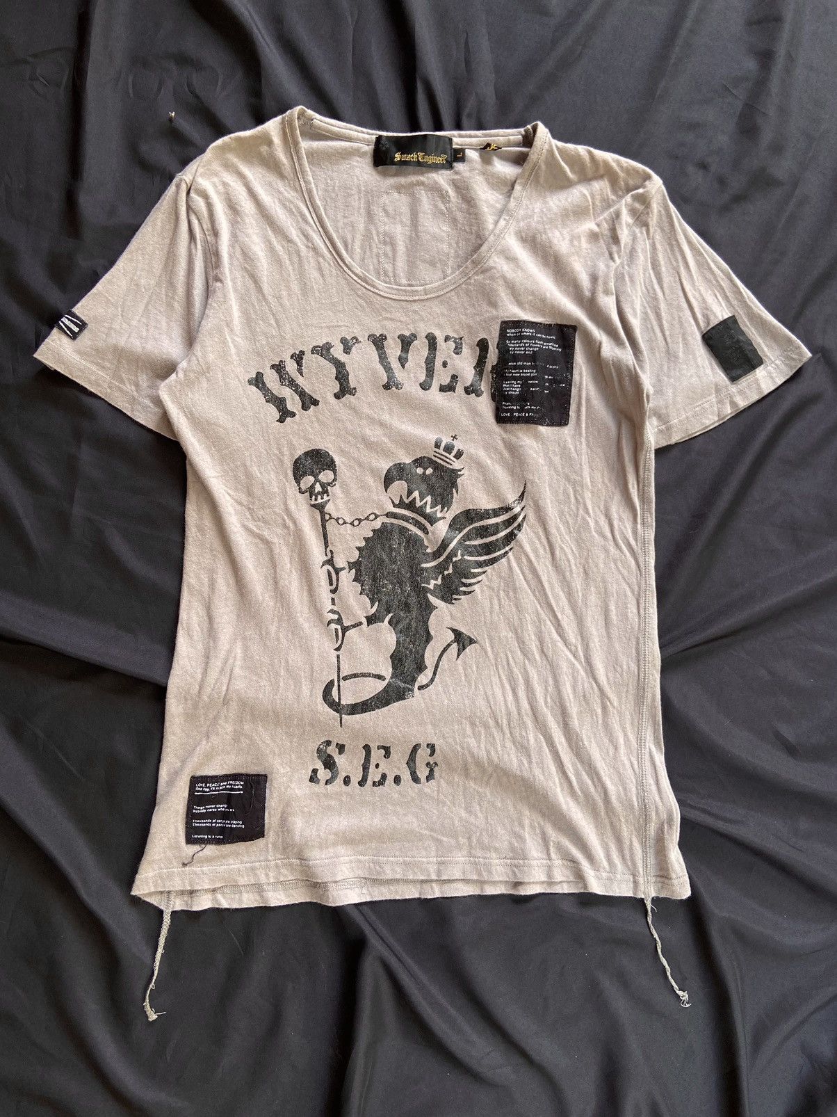 image of If Six Was Nine x Ppfm Japanese Smack Engineer Skull Tee in Grey, Men's (Size Medium)