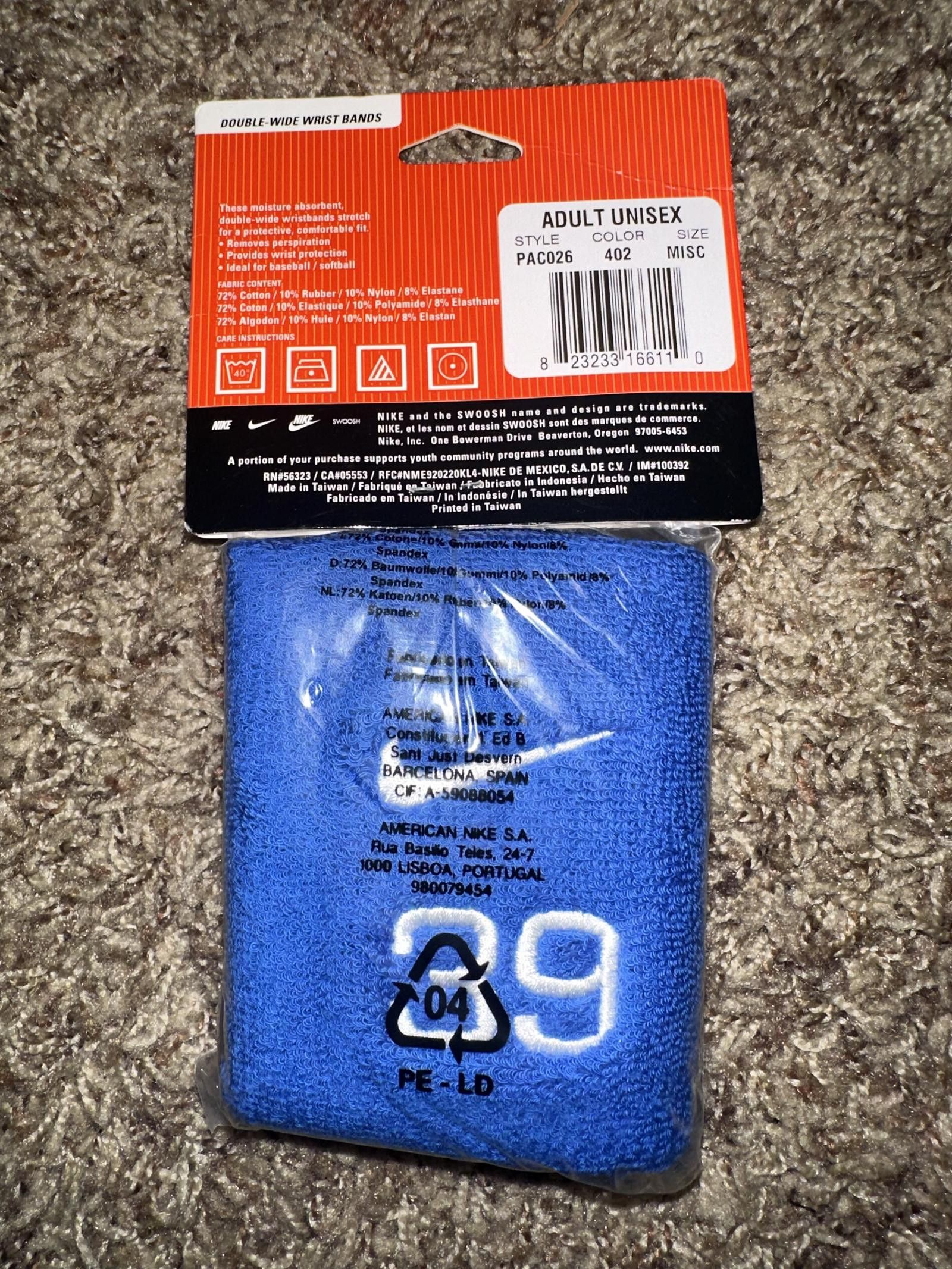 Nike Nike Baseball/Softball 2 #39 Blue Double Wide Wrist Bands Size ONE SIZE - 4 Thumbnail