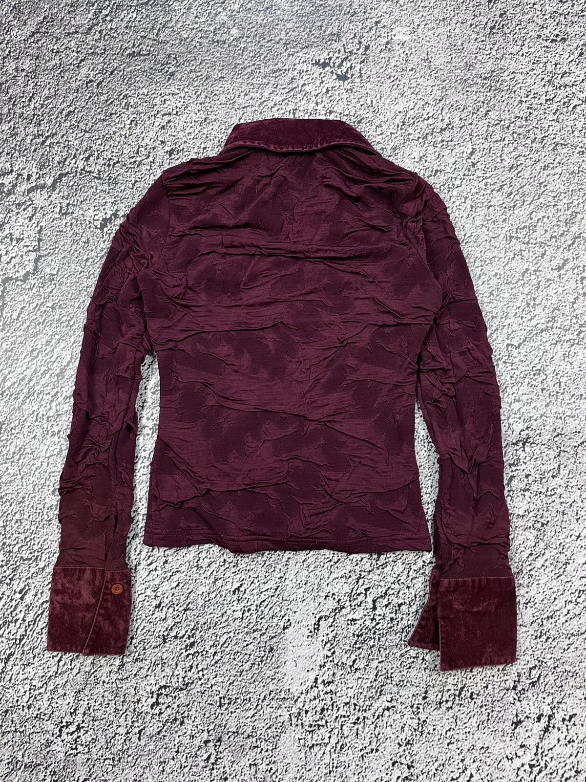 Vintage Y2K Gothic Velvet Hook Front Textured Burgundy Shirt Size S / US 4 / IT 40 - 8 Thumbnail