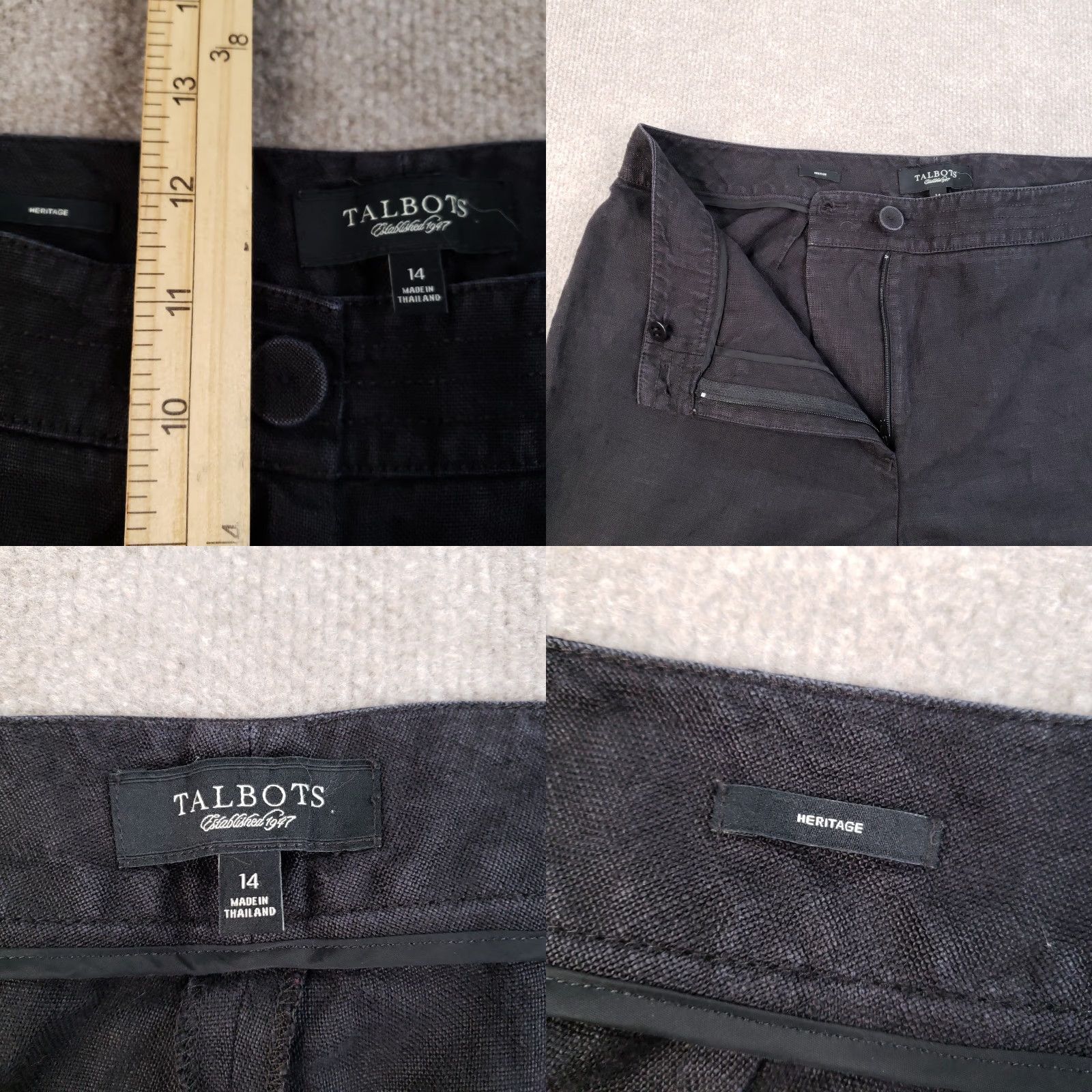 Talbots Talbots Pants Women Size 14 Black Heritage Pure Irish Linen Straight Cropped Leg Size 36" / US 14 / IT 50 - 8 Thumbnail