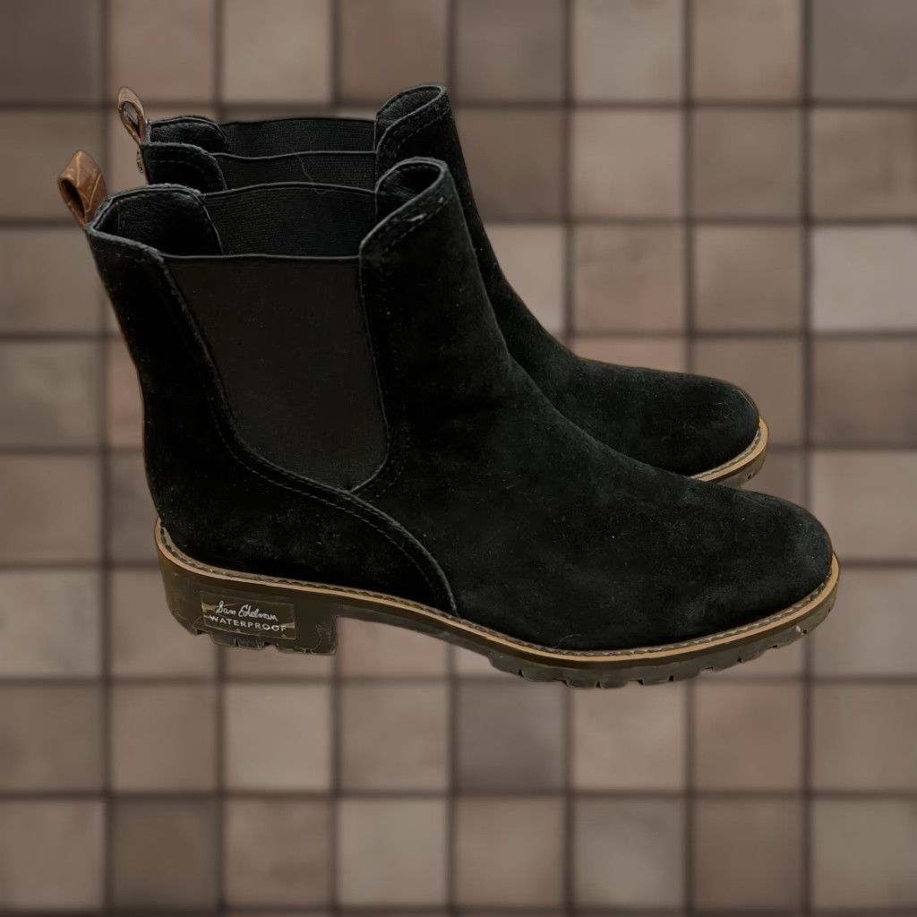 Sam Edelman Sam Edelman Boots Jaclyn Black Leather Suede Pull On Waterproof 9.5 Women Multicolor Leather Upper Exterior Jaclyn Boots Women's Shoes Size US 10 / IT 40 - 1 Thumbnail