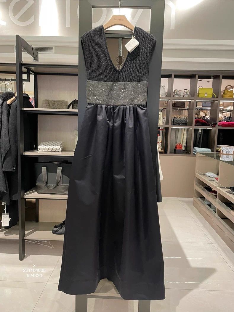 Brunello Cucinelli Black Silk Evening Dress - dmc